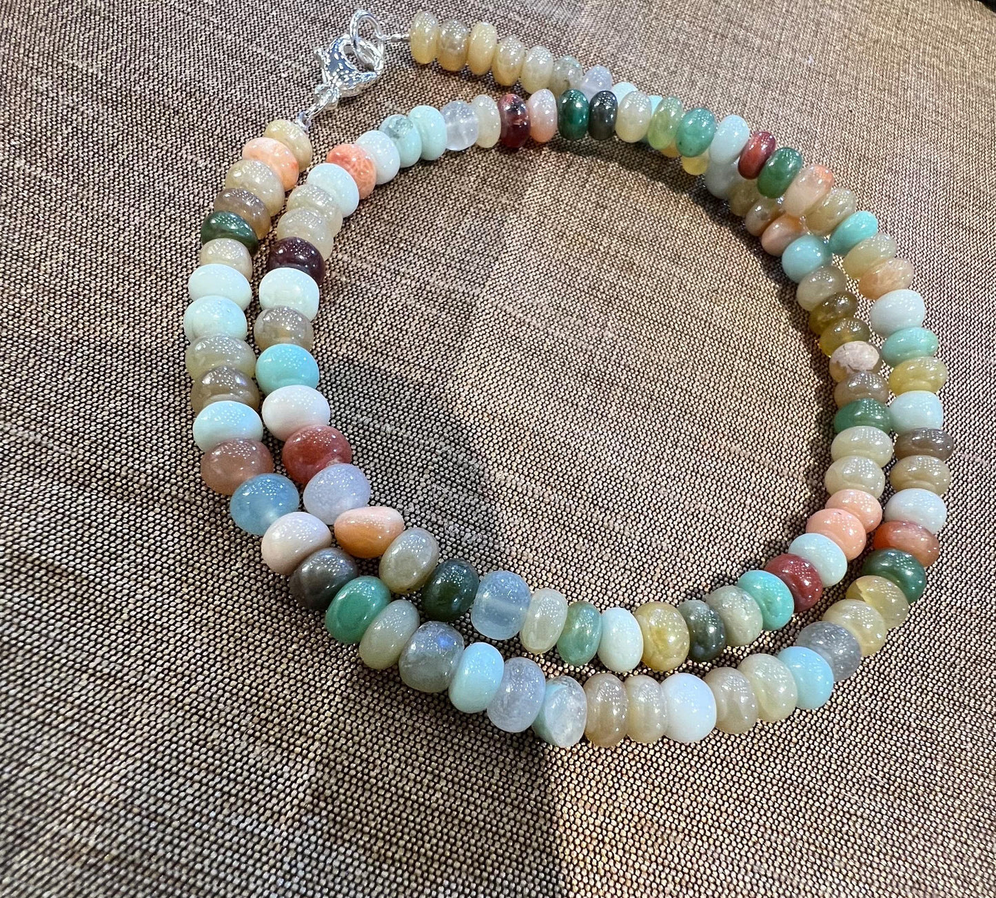 Natural Ethiopian Multi Mix Disco Opal 5-5.5mm Smooth Roundel Handmade Grmstone Necklace