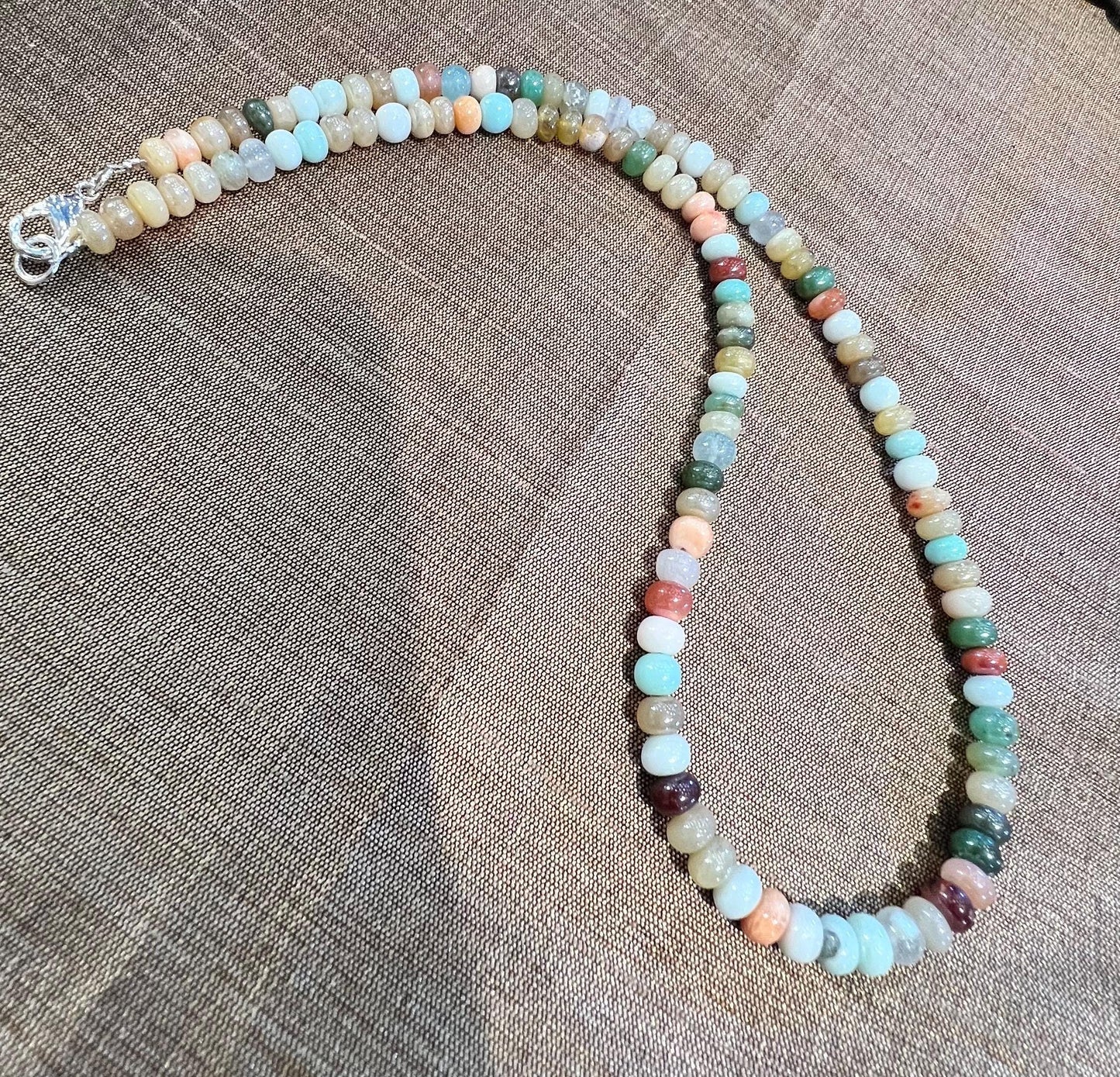 Natural Ethiopian Multi Mix Disco Opal 5-5.5mm Smooth Roundel Handmade Grmstone Necklace