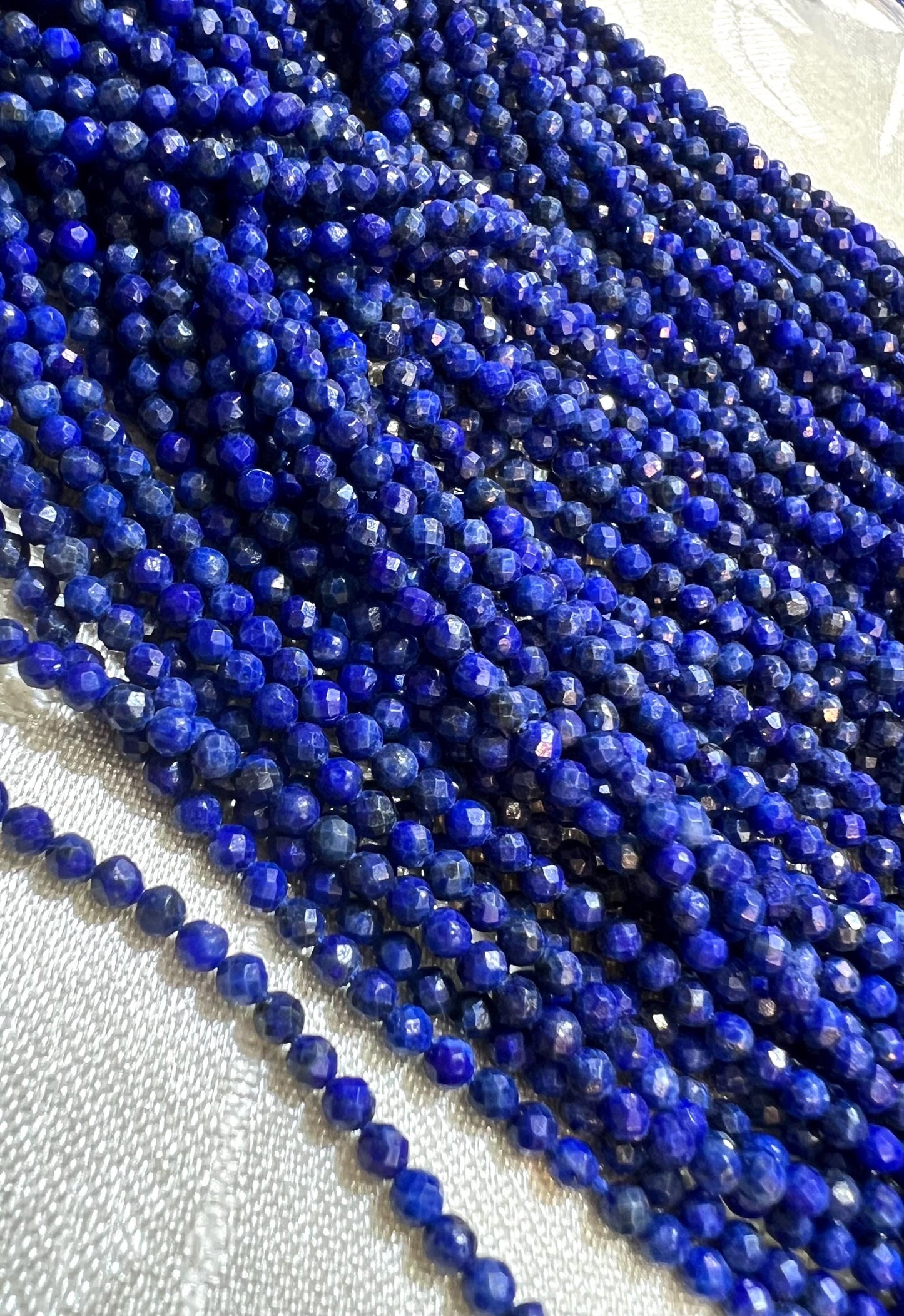 Genuine Lapis Lazuli 2.5mm Faceted Roubd Royal Blue Lapis Beads Jewelry Making 13”Strand