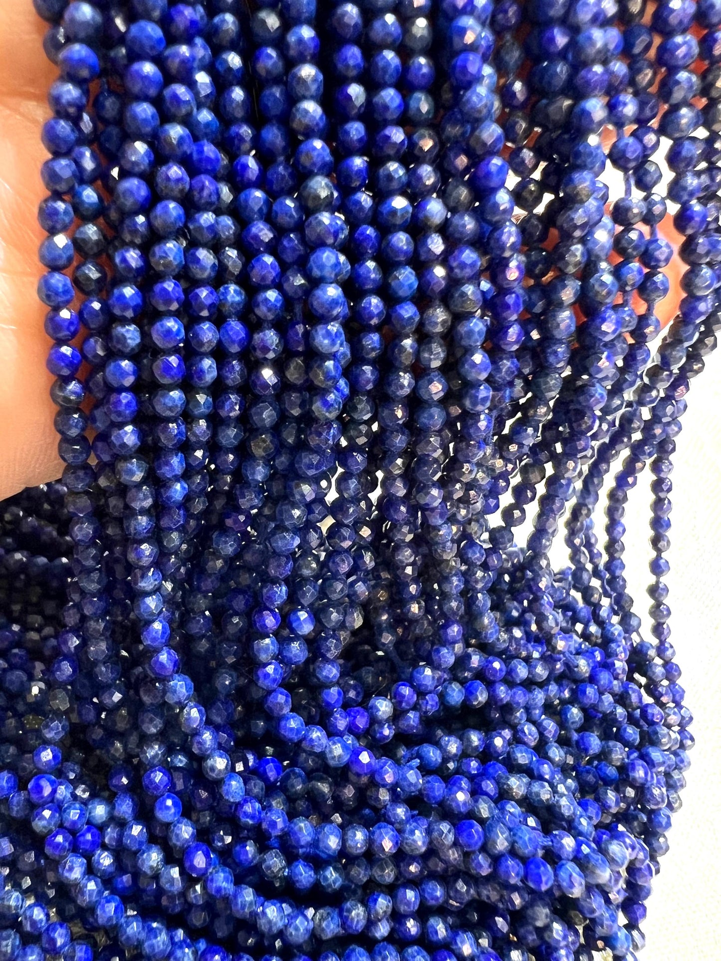 Genuine Lapis Lazuli 2.5mm Faceted Roubd Royal Blue Lapis Beads Jewelry Making 13”Strand