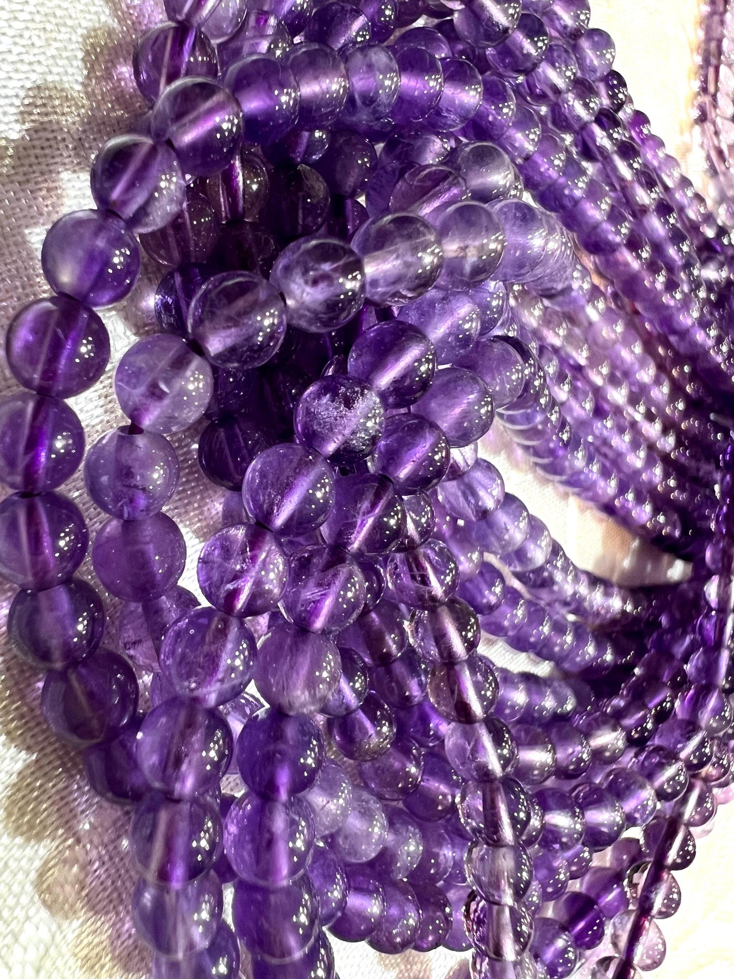 Natural Amethyst 4mm Smooth Round Jewelry Making Gemstone light Purple Round Beads 15” Full Strand