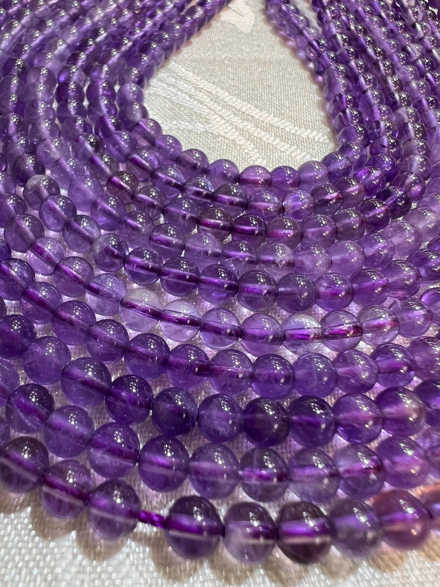 Natural Amethyst 4mm Smooth Round Jewelry Making Gemstone light Purple Round Beads 15” Full Strand