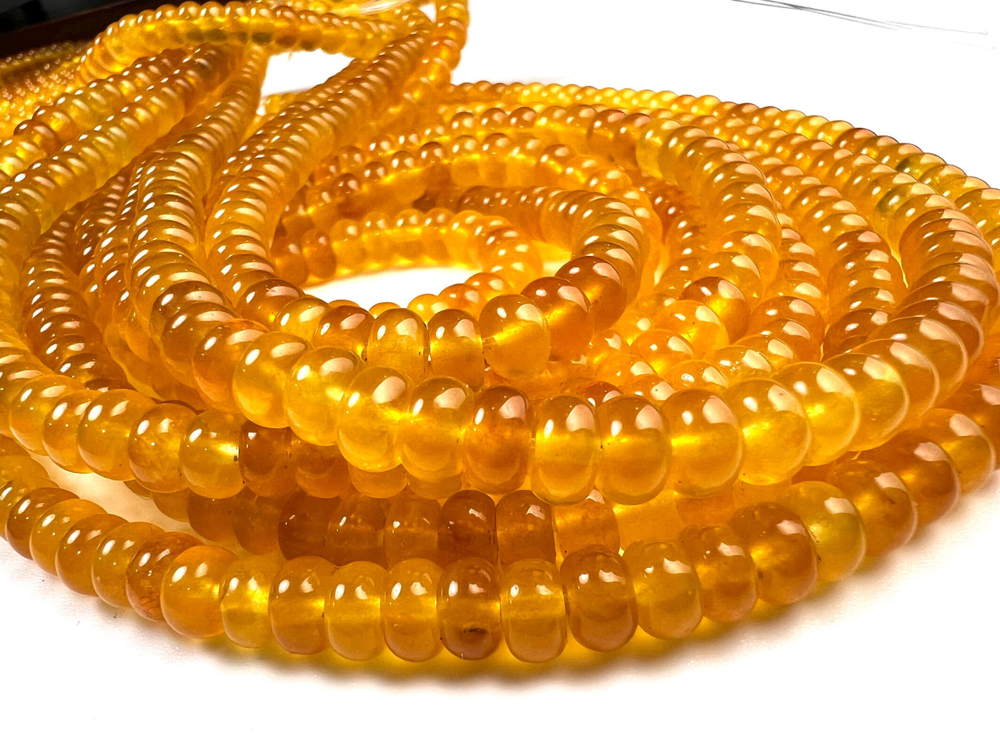 Natural yellow agate 6-6.5mm Smooth Roundel beads. Great Quality for jewelry making 14.5” full strand