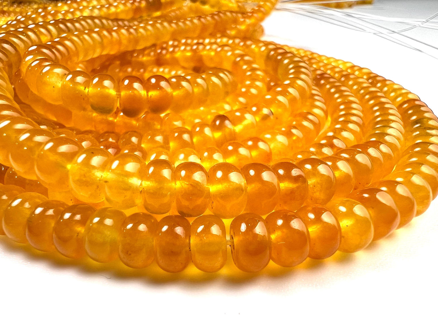 Natural yellow agate 6-6.5mm Smooth Roundel beads. Great Quality for jewelry making 14.5” full strand