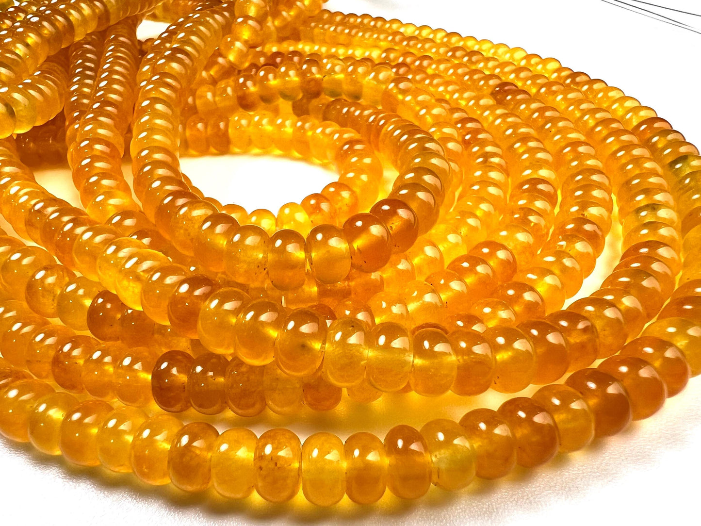 Natural yellow agate 6-6.5mm Smooth Roundel beads. Great Quality for jewelry making 14.5” full strand