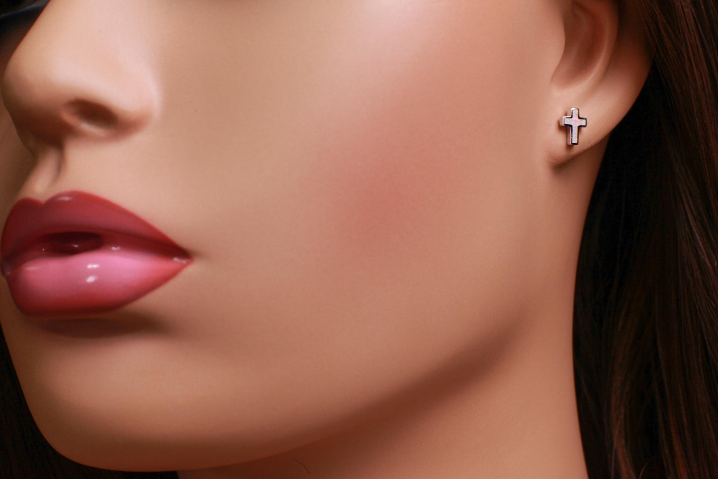Genuine Ethiopian Fire Opal, Welo Opal 6x8mm Cross Stud Earrings in 925 Sterling Silver AAA Quality Fiery Dainty Earrings 925 stamped