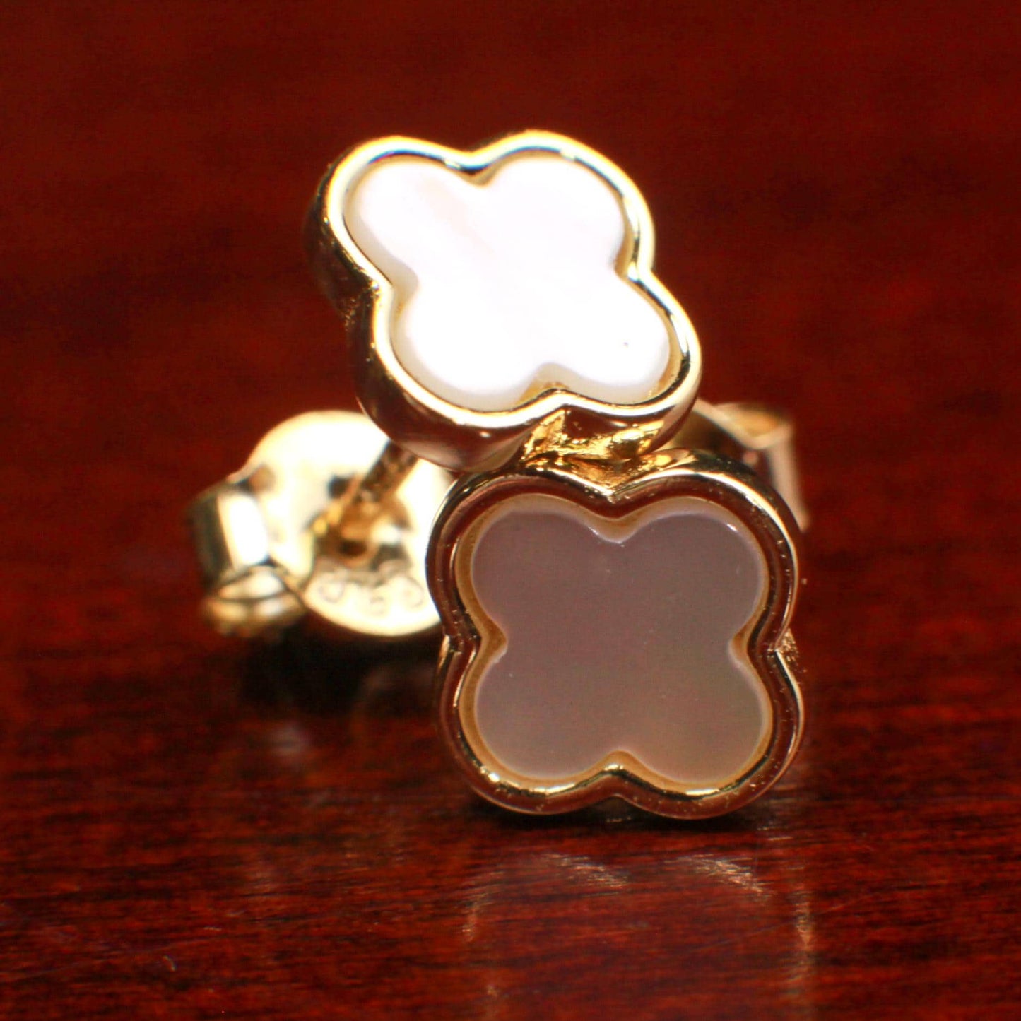18k Gold Vermeil Natural Mother of Pearl 7mm Flower Stud Earrings, 18K Gold Vermeil over Silver, Sterling Silver Earrings, 925 Stamped