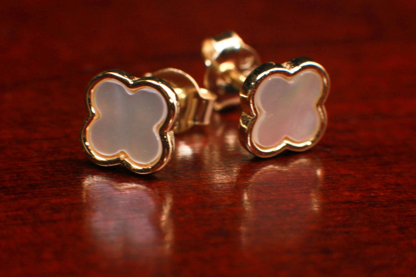 18k Gold Vermeil Natural Mother of Pearl 7mm Flower Stud Earrings, 18K Gold Vermeil over Silver, Sterling Silver Earrings, 925 Stamped