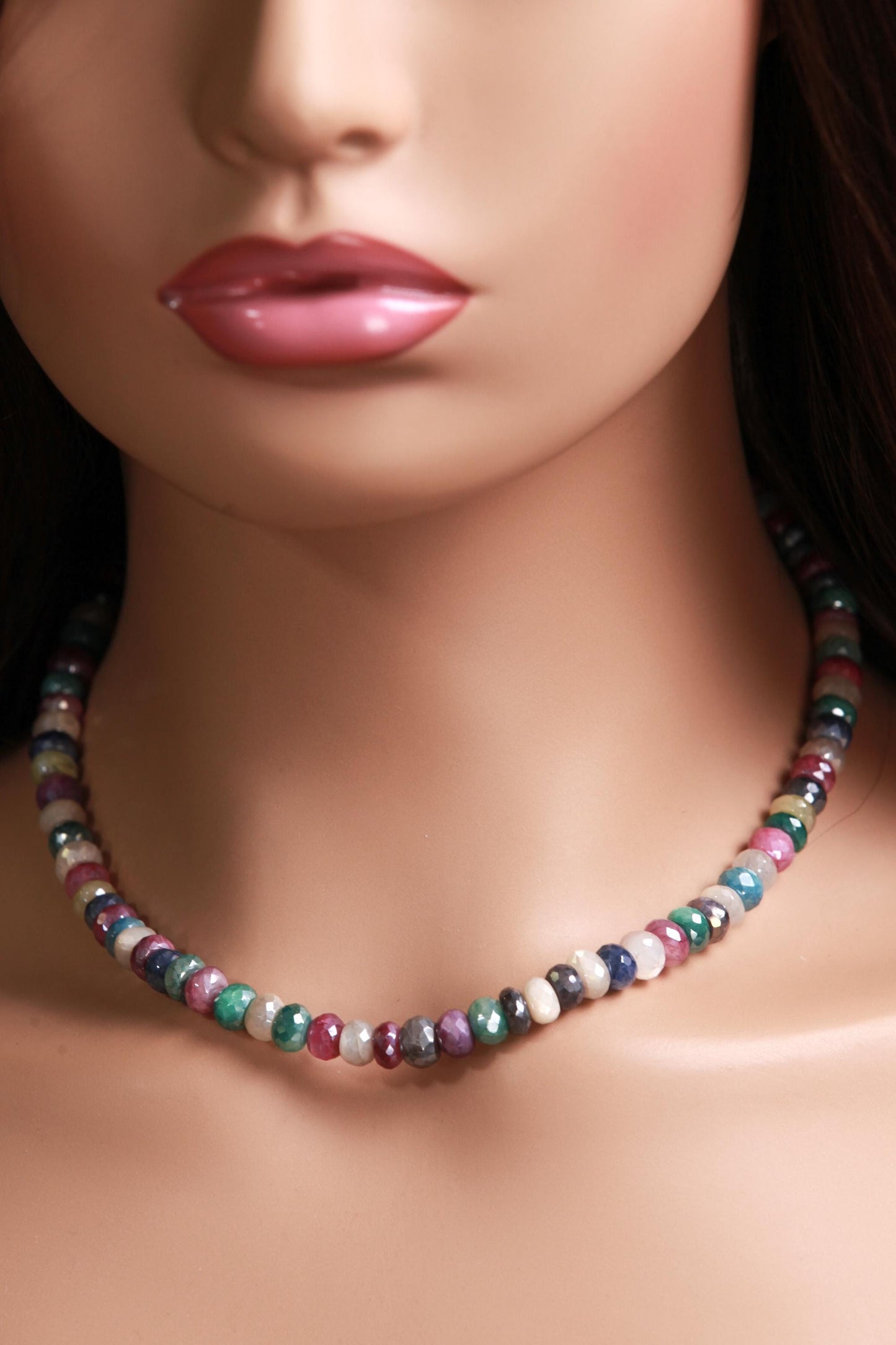 Natural multi Moonstone Diamond cut faceted roundel 8mm AAAquality Gemstone Bracelet and Necklace.Very beautiful rainbow Disco handmade
