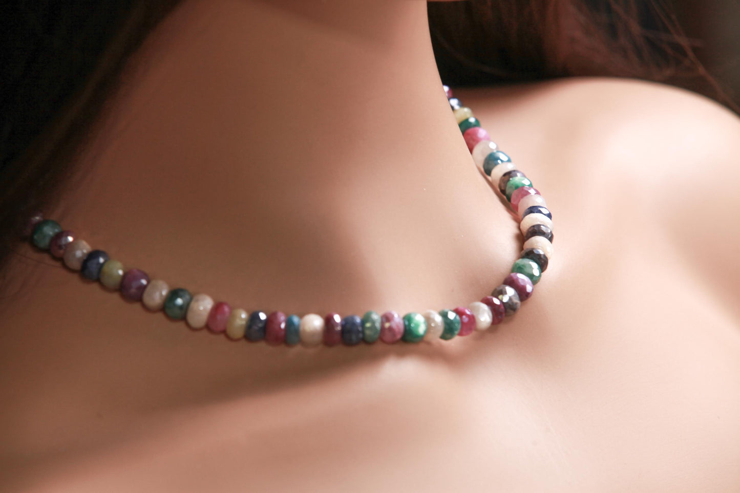 Natural multi Moonstone Diamond cut faceted roundel 8mm AAAquality Gemstone Bracelet and Necklace.Very beautiful rainbow Disco handmade