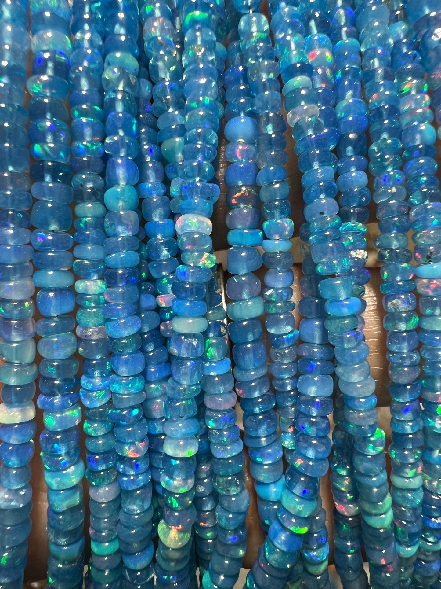 Genuine Ethiopian Fire Opal Periwinkle Blue Welo Opal 3.5-4mm Smooth Bracelet AAA quality Fiery Opal gift