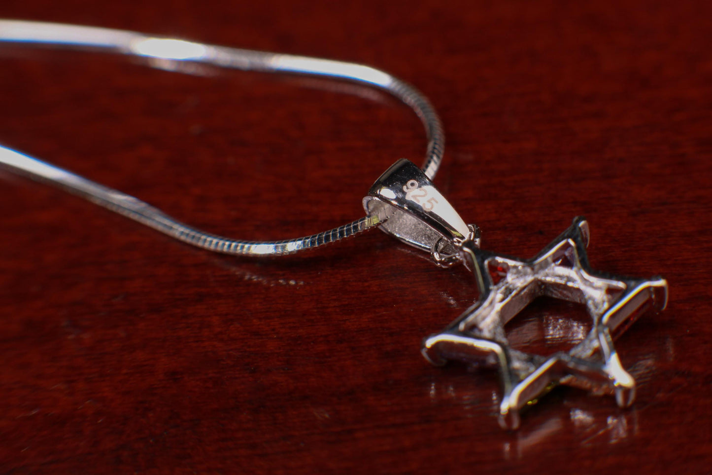 Star of David Multi Peridot, Citrine, Garnet, Amethyst, 925 Sterling Silver Pendant necklace. 925 stamped, Jewish pendant