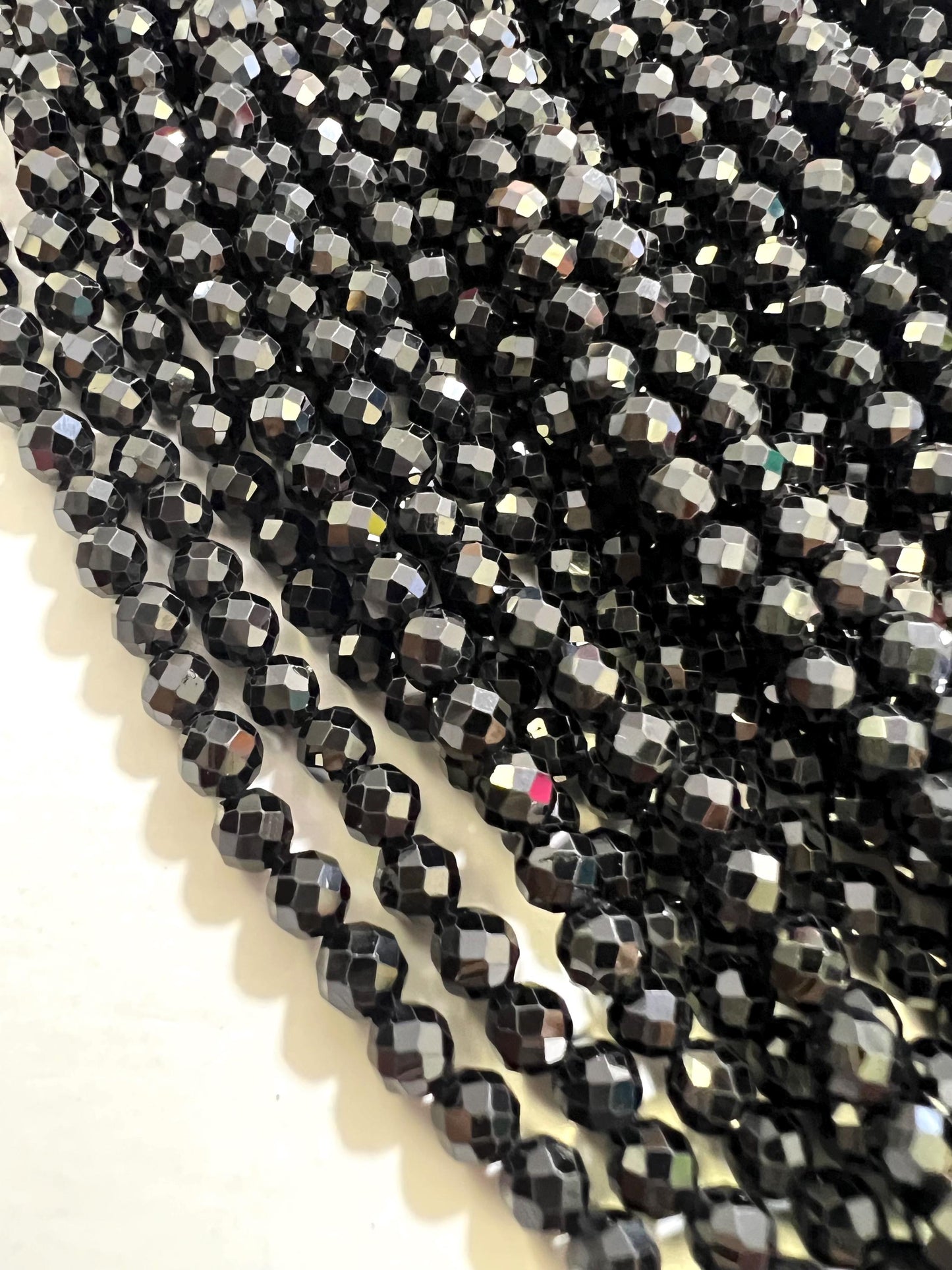 Natural Black Spinel 4mm Round micro faceted AAA quality Gemstone Beads, Jewelry Making 14” full Strand, Single or Bulk