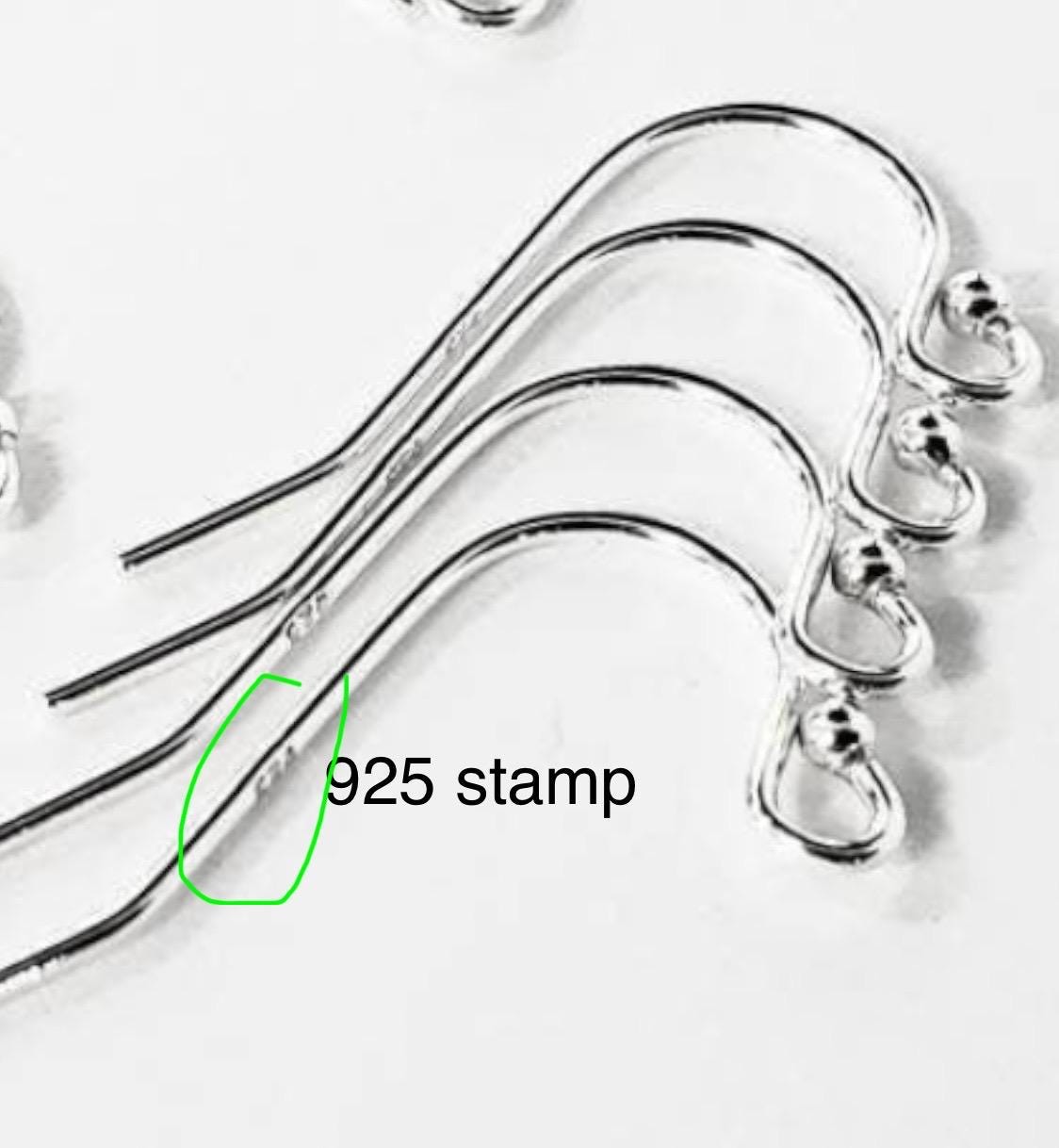 10pcs 925 sterling silver 2mm ball dot French hook earwire ,made in Italy, 925 stamped, earring making hook.