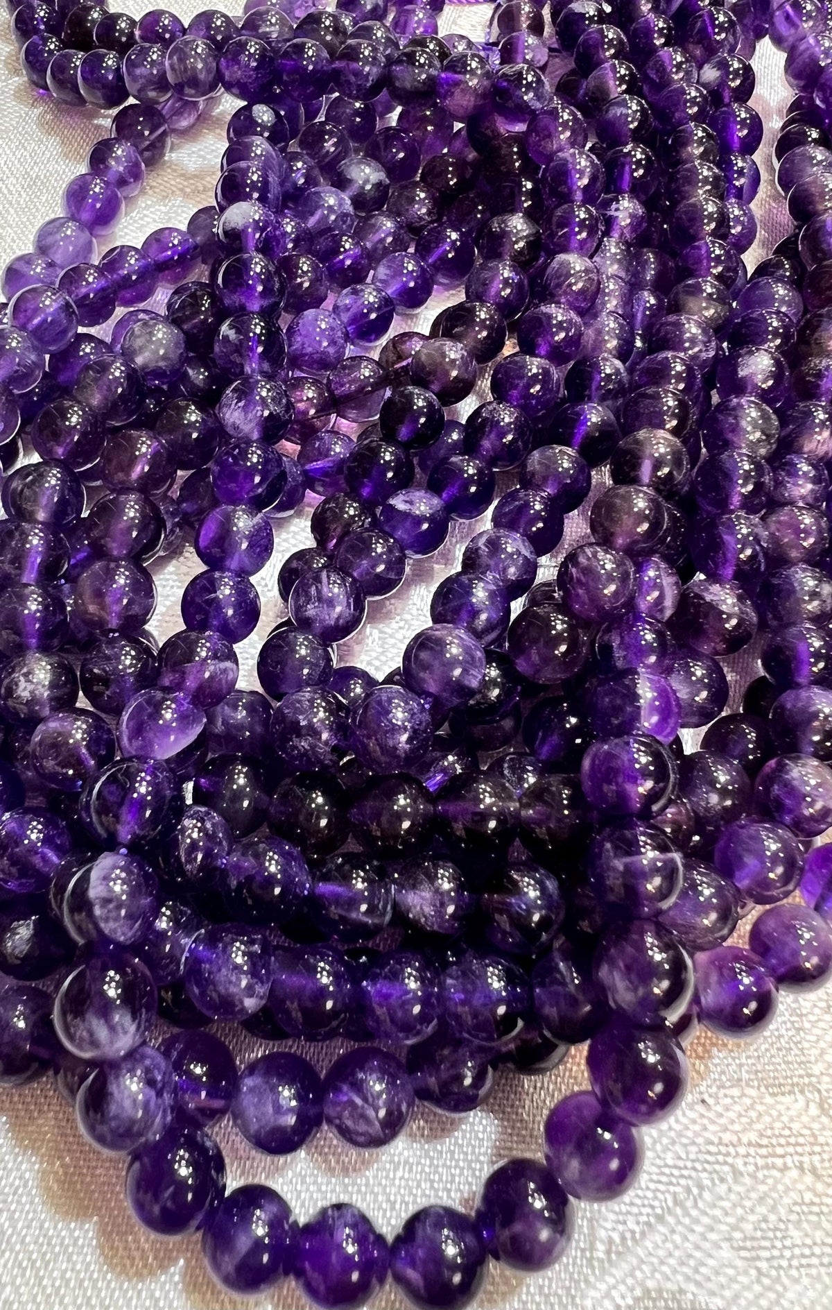 Natural Amethyst Smooth Round 7mm AAA quality Gemstone Beads 14" Strand