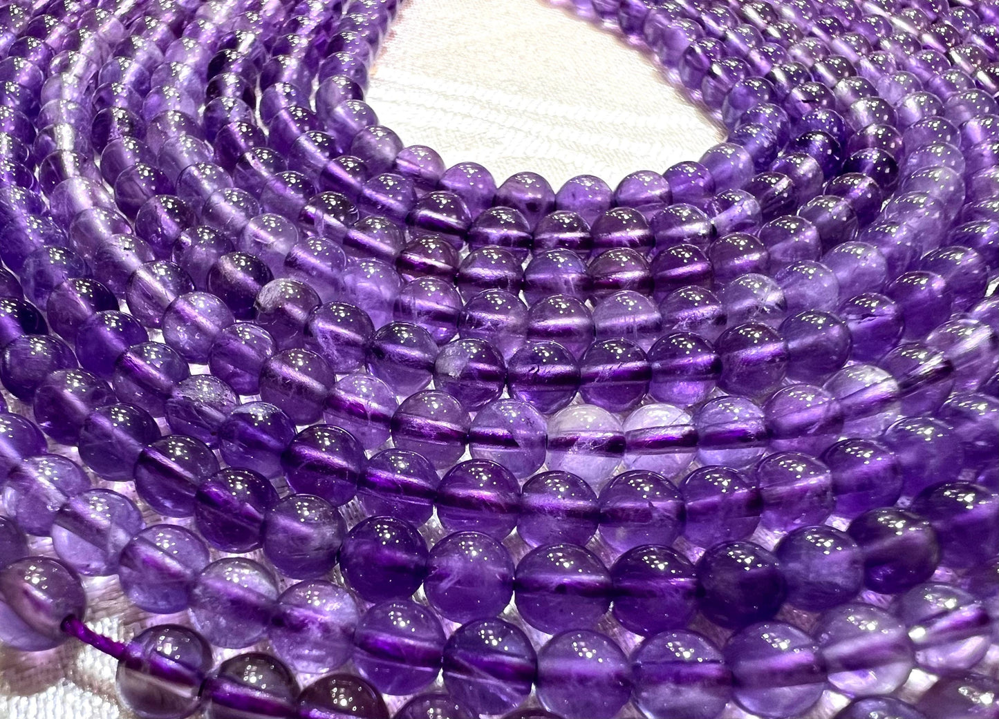 Natural Amethyst 4mm Smooth Round Jewelry Making Gemstone light Purple Round Beads 15” Full Strand