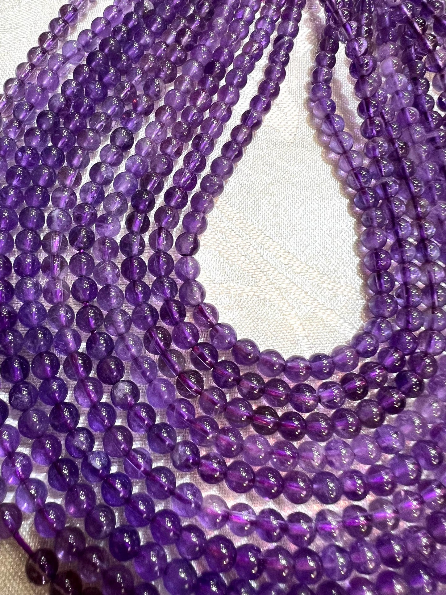 Natural Amethyst 4mm Smooth Round Jewelry Making Gemstone light Purple Round Beads 15” Full Strand