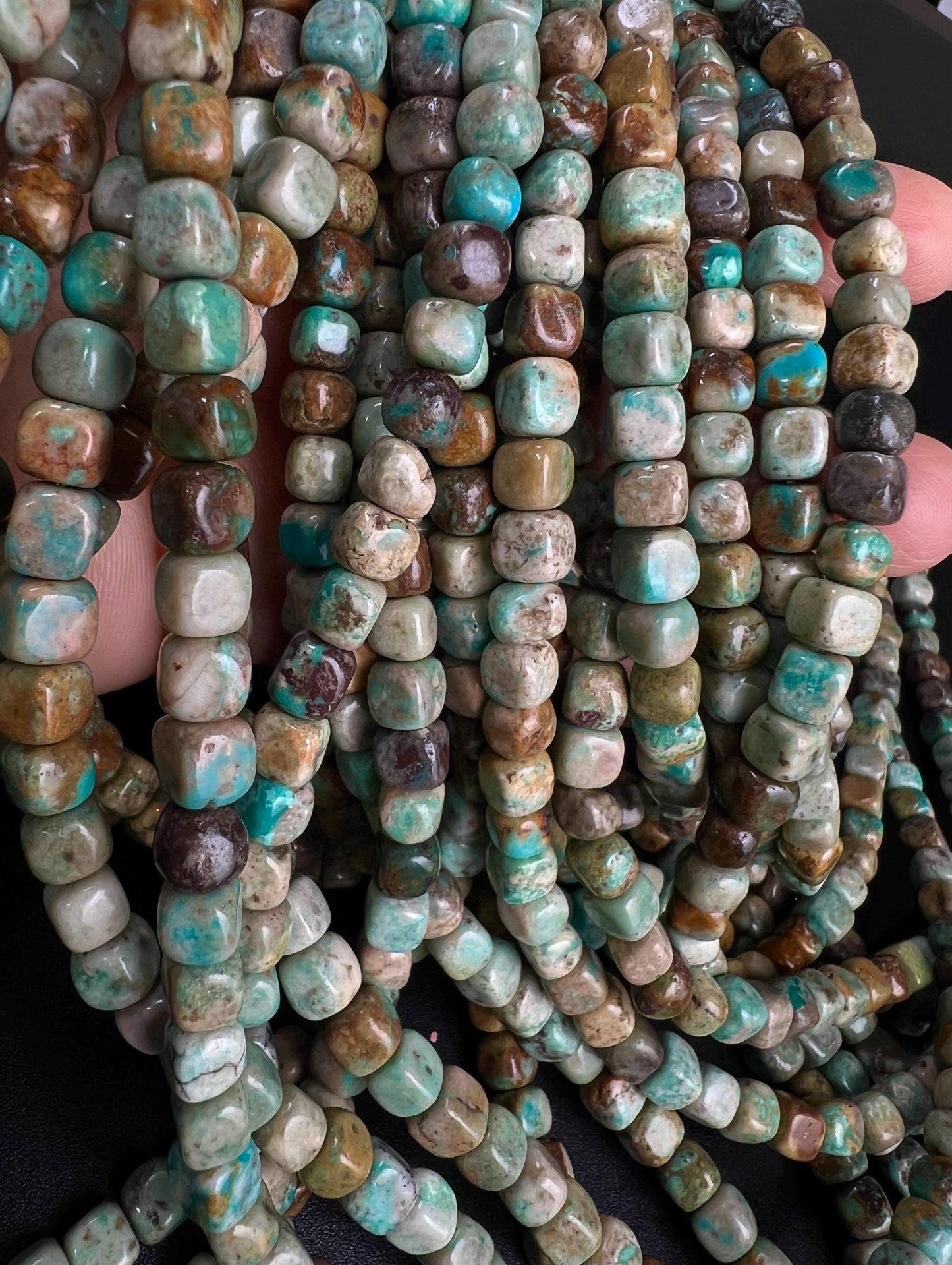 Natural Turquoise square cube shape 6-6.5mm smooth Gemstone Beads for Jewelry Making 15.5" Strand