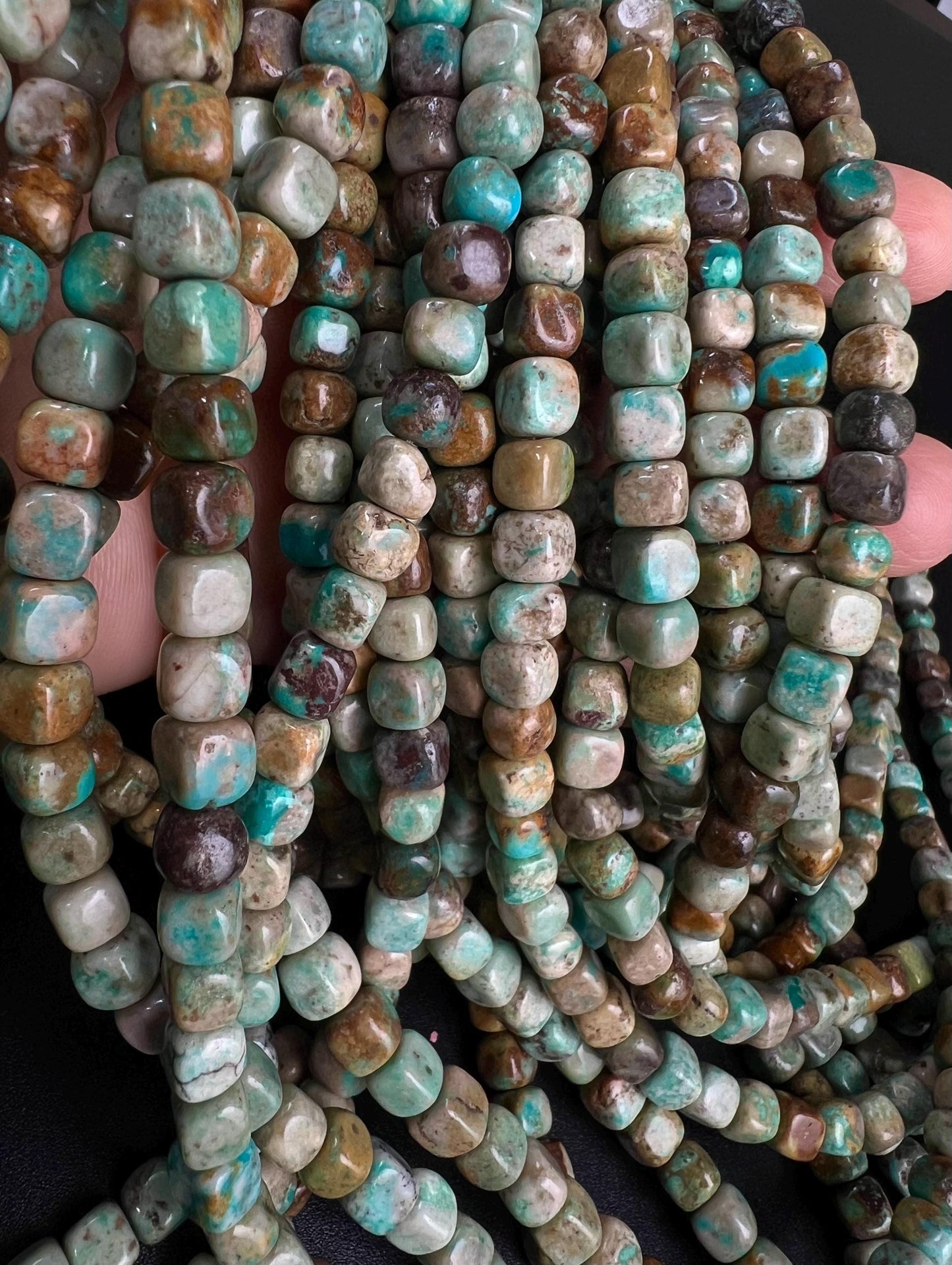 Natural Turquoise square cube shape 6-6.5mm smooth Gemstone Beads for Jewelry Making 15.5" Strand