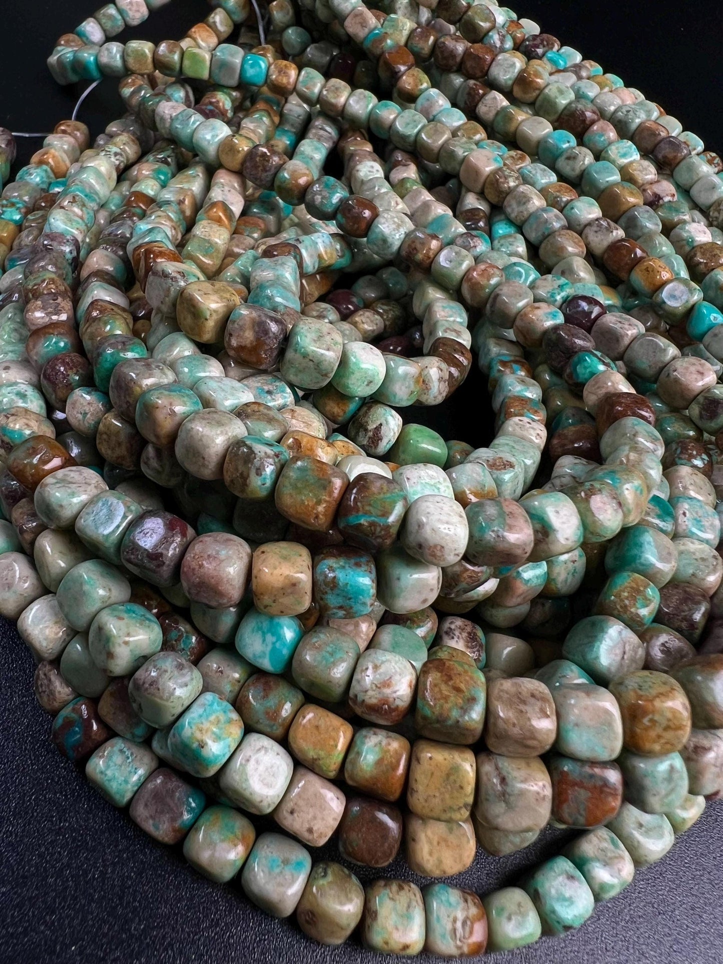 Natural Turquoise square cube shape 6-6.5mm smooth Gemstone Beads for Jewelry Making 15.5" Strand
