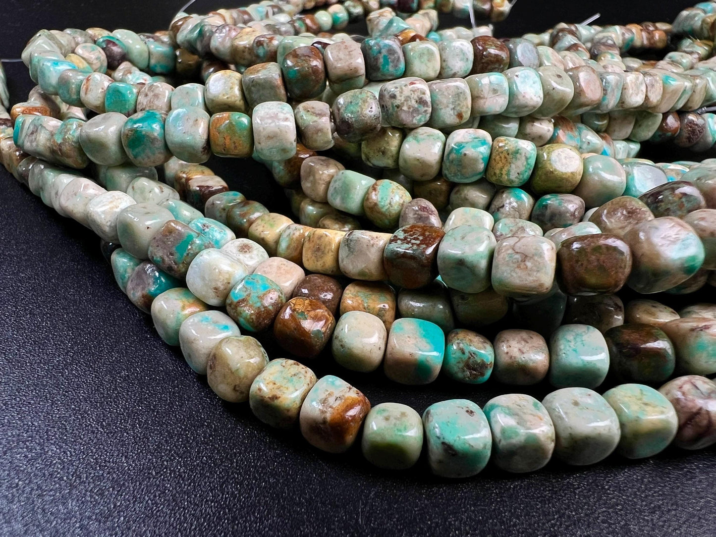 Natural Turquoise square cube shape 6-6.5mm smooth Gemstone Beads for Jewelry Making 15.5" Strand