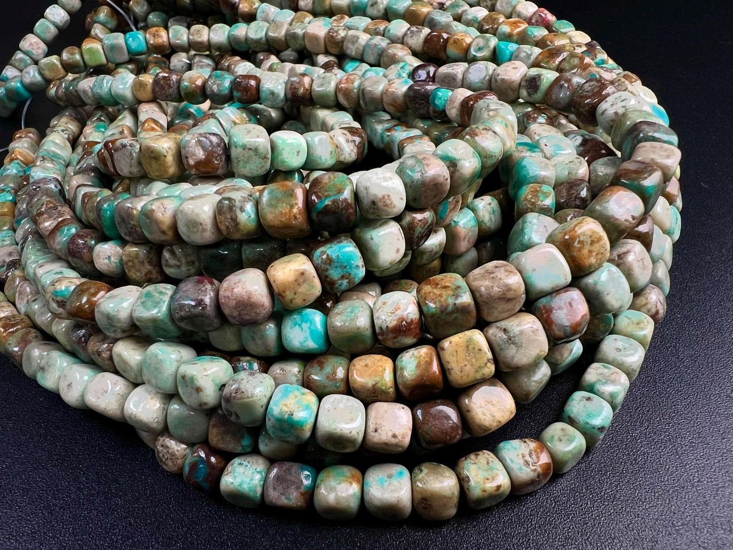 Natural Turquoise square cube shape 6-6.5mm smooth Gemstone Beads for Jewelry Making 15.5" Strand