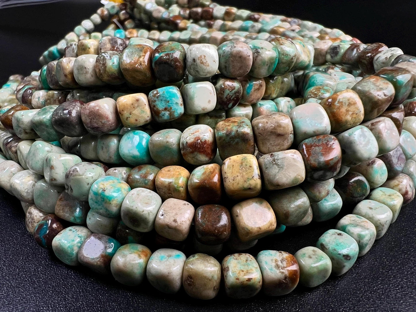 Natural Turquoise square cube shape 6-6.5mm smooth Gemstone Beads for Jewelry Making 15.5" Strand
