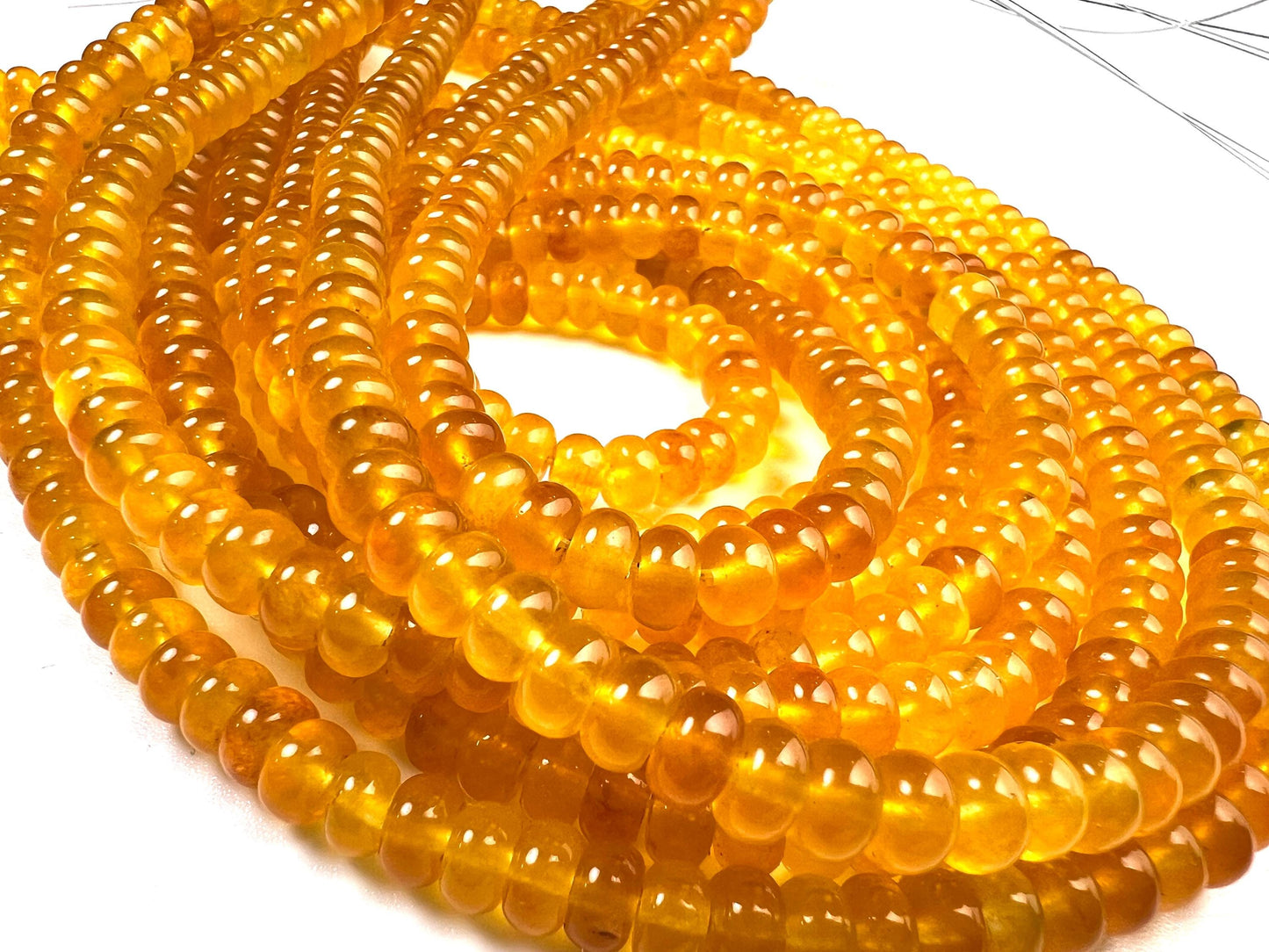 Natural yellow agate 6-6.5mm Smooth Roundel beads. Great Quality for jewelry making 14.5” full strand