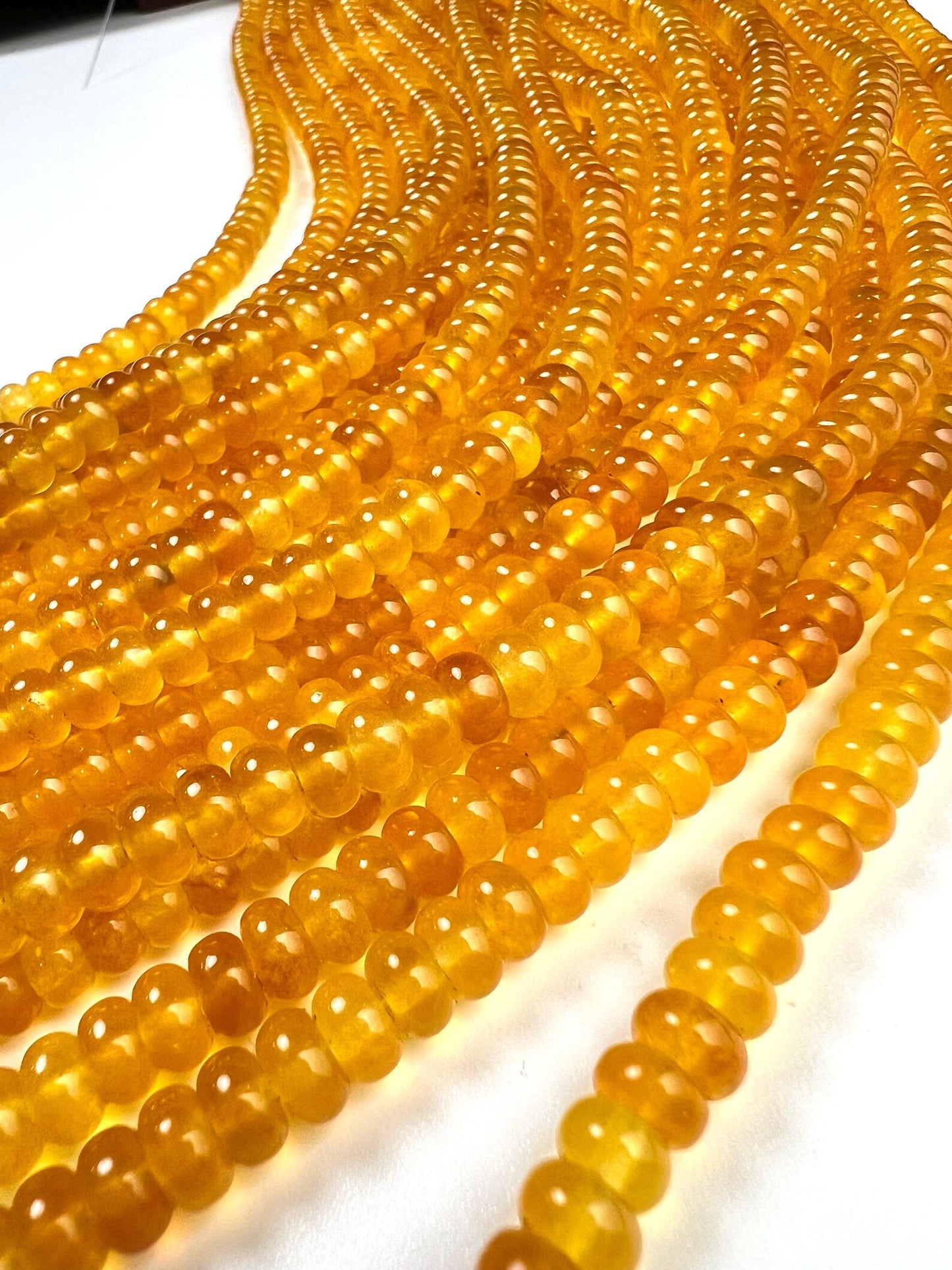 Natural yellow agate 6-6.5mm Smooth Roundel beads. Great Quality for jewelry making 14.5” full strand