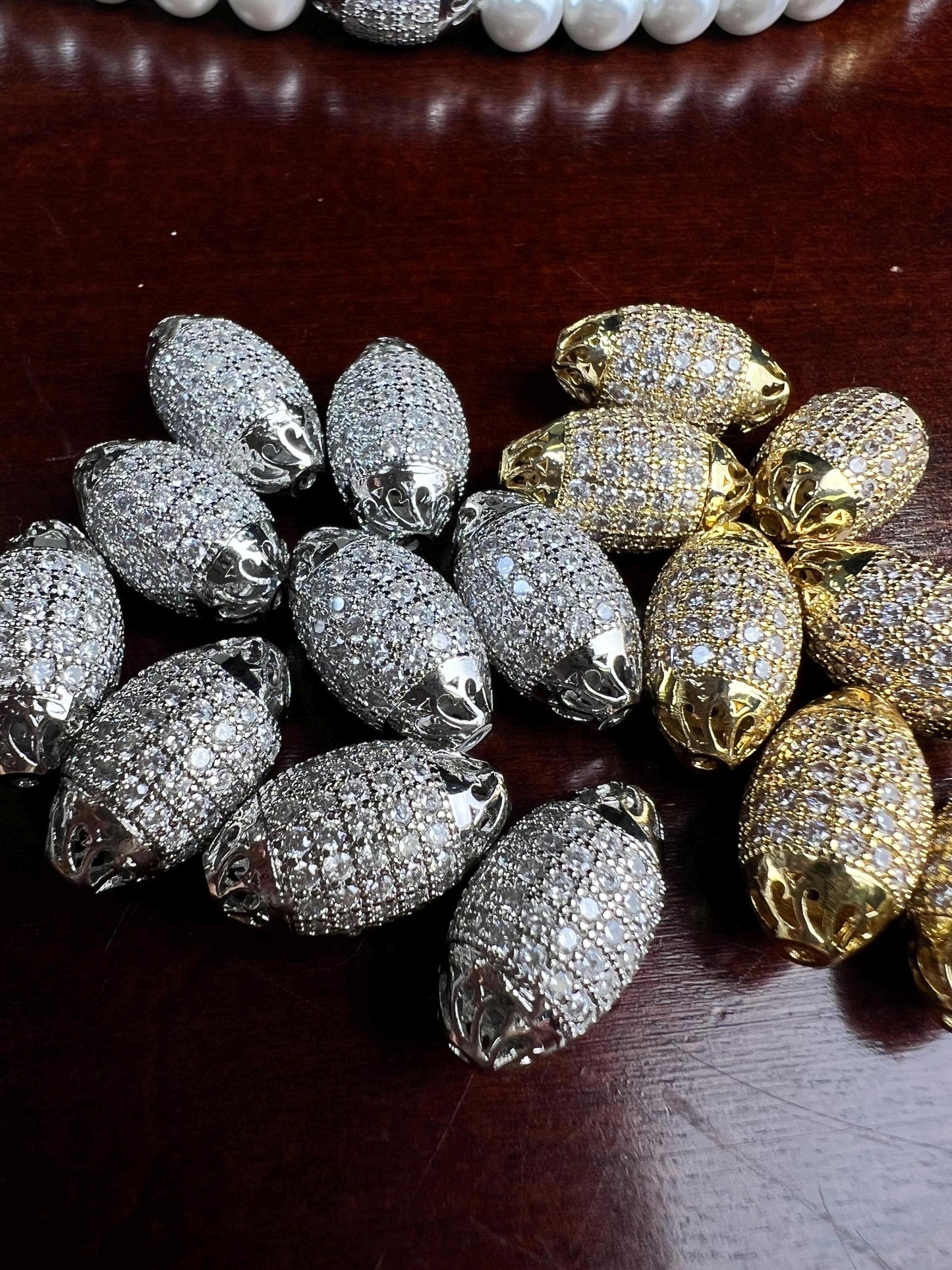 CZ micro pave diamond puff oval drum shape barrel spacer Bead 10x16mm victorian style high quality cubic Zirconia jewelry making charm