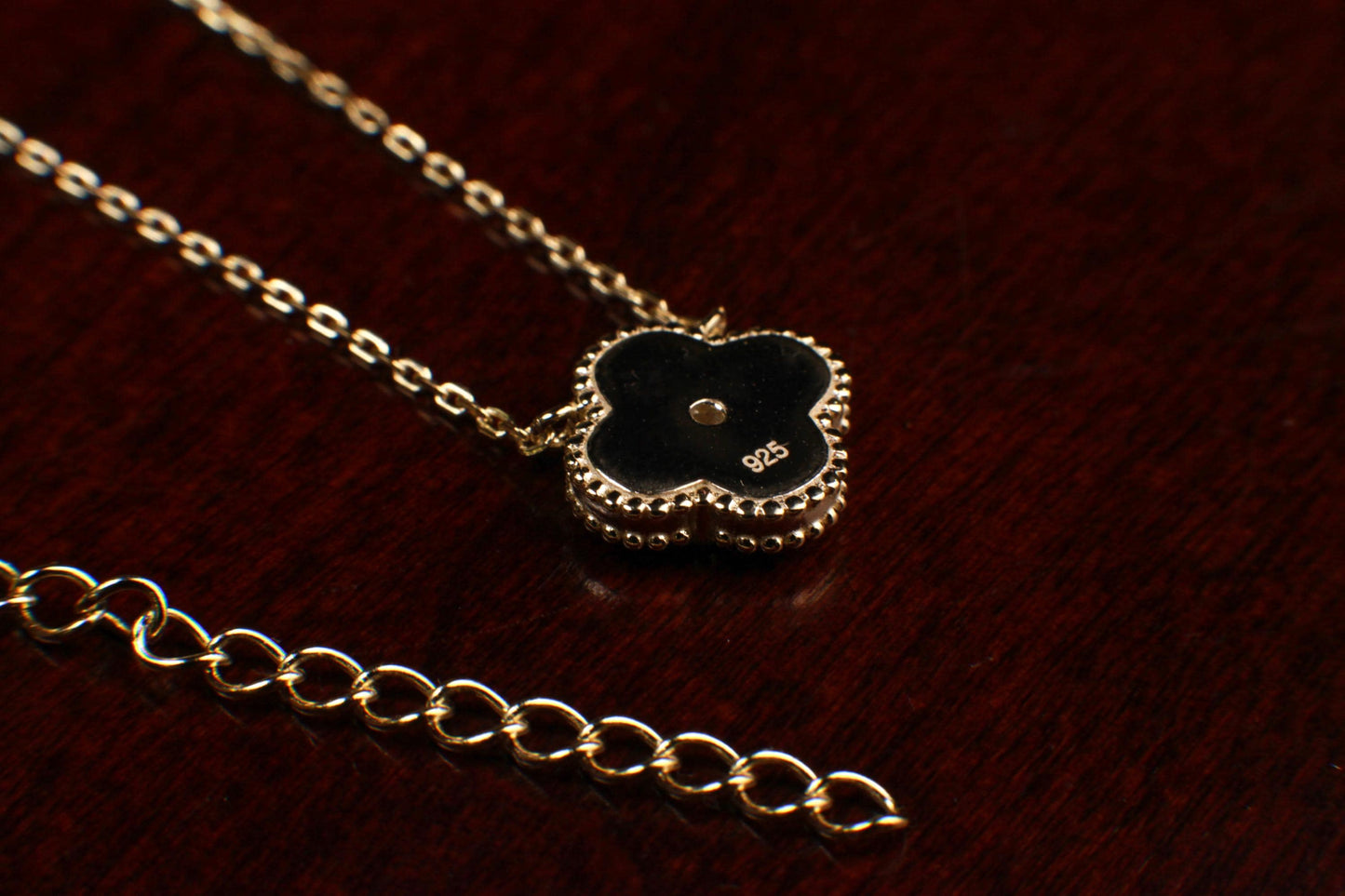 22K Gold Vermeil over 925 Sterling Silver White Mother of Pearl and CZ Diamond Clover Charm Necklace, Love Faith Hope & love gift