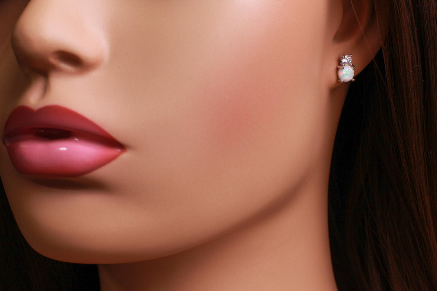 Genuine Ethiopian Fire Opal, Welo Opal, 6mm Round CZ Diamond top in 22k Gold Vermeil Stud Earrings Fiery Opal 925 stamped. Elegant gift