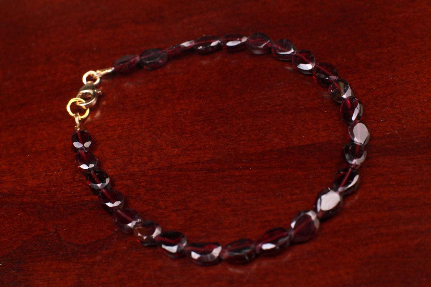 Mozambique Garnet Faceted long oval 4.5x6-6.6mm beaded Bracelet in 14k Gold Filled, or 925 Sterling Silver lobster Clasp and findings,