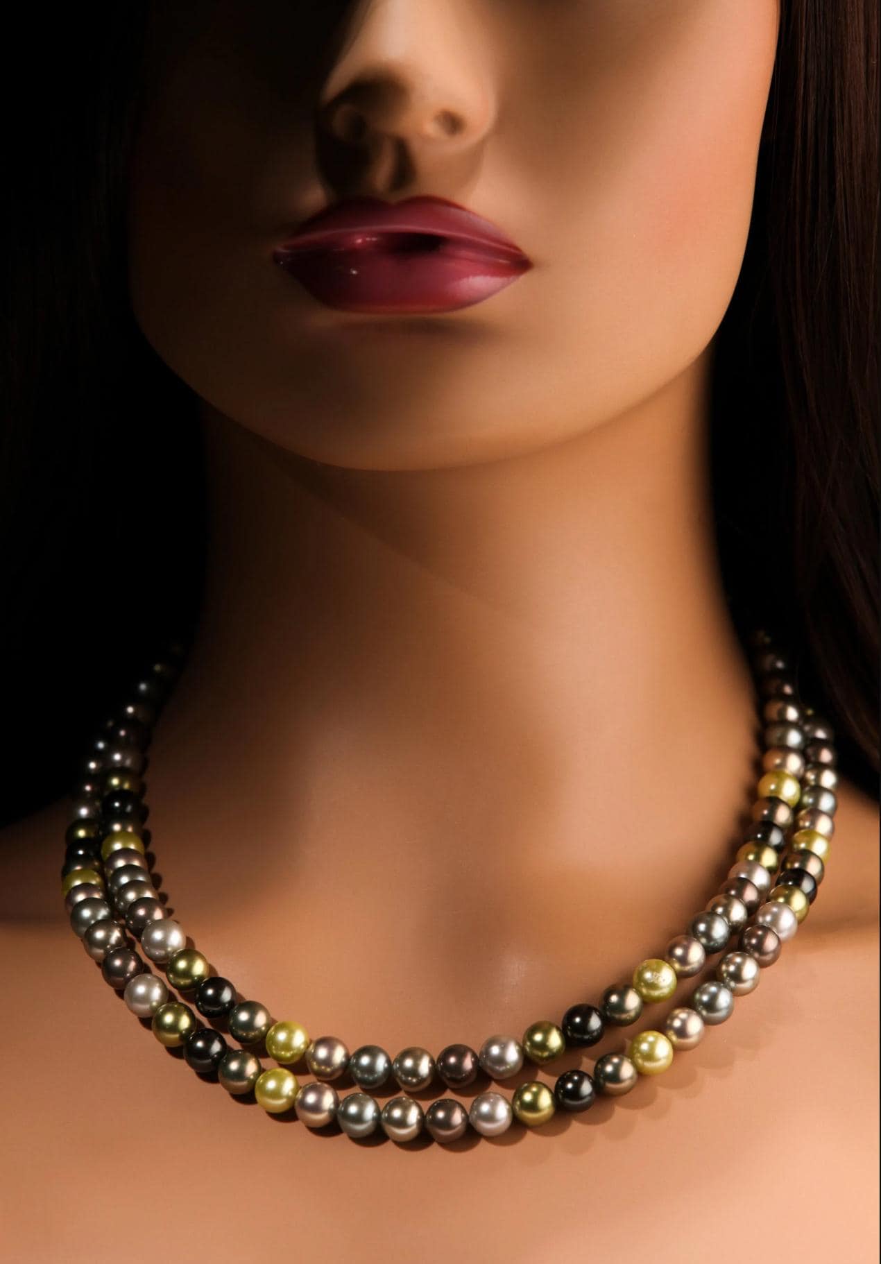 Double layered South Sea Shell Pearl 8mm multi color Statement Necklace with 2" Extender Necklace, Gift for Her 18"-24"