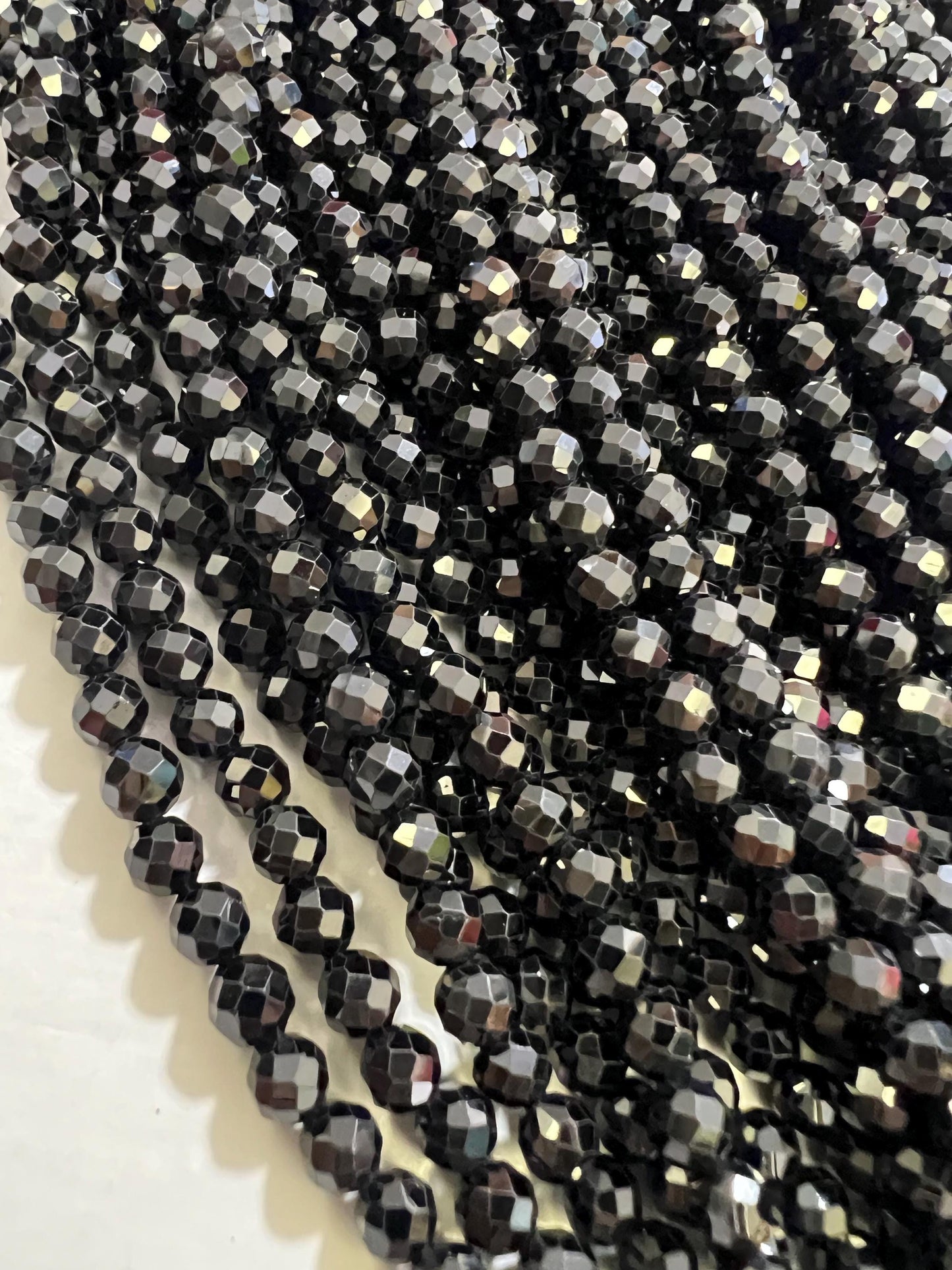 Natural Black Spinel 4mm Round micro faceted AAA quality Gemstone Beads, Jewelry Making 14” full Strand, Single or Bulk