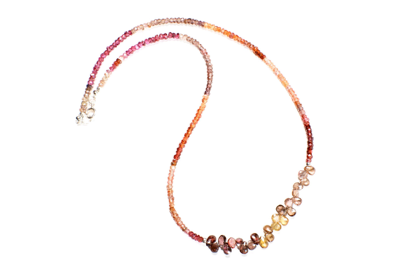 Natural Tundra Sapphire AAA Faceted Briolette Teardrop Rondelle Gemstone Beads Necklace in 925 Sterling Silver Spacer & Clasp Necklace