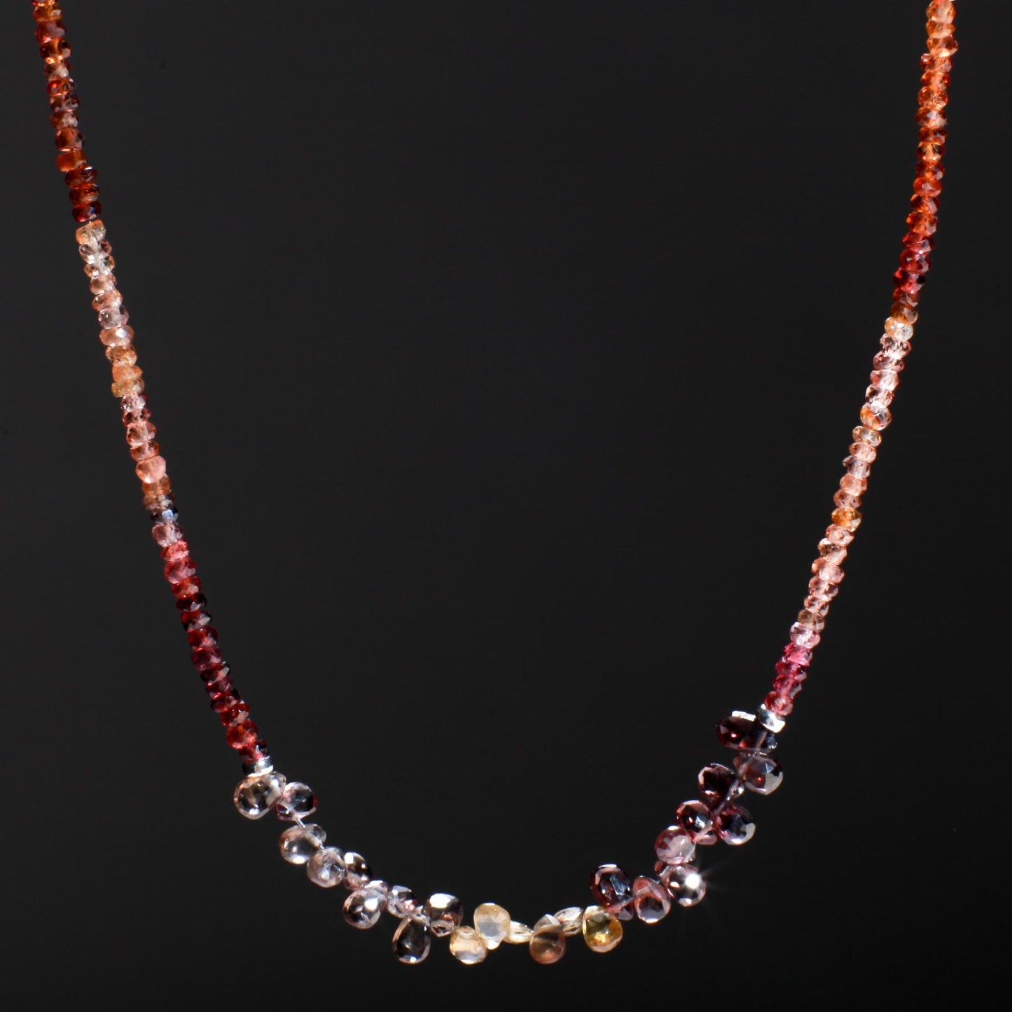 Natural Tundra Sapphire AAA Faceted Briolette Teardrop Rondelle Gemstone Beads Necklace in 925 Sterling Silver Spacer & Clasp Necklace