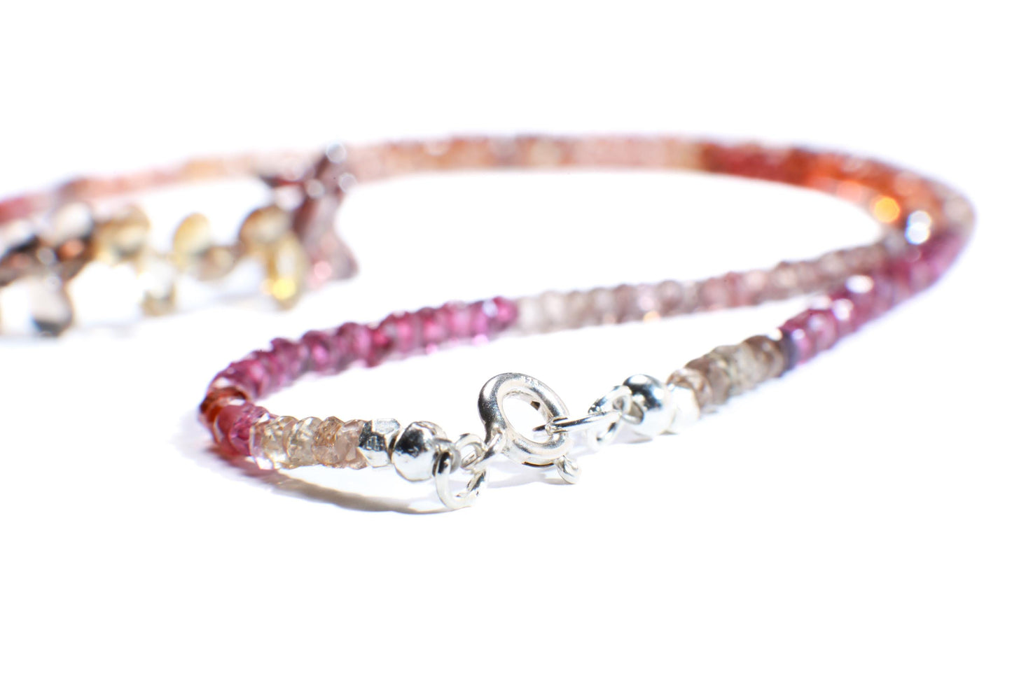 Natural Tundra Sapphire AAA Faceted Briolette Teardrop Rondelle Gemstone Beads Necklace in 925 Sterling Silver Spacer & Clasp Necklace