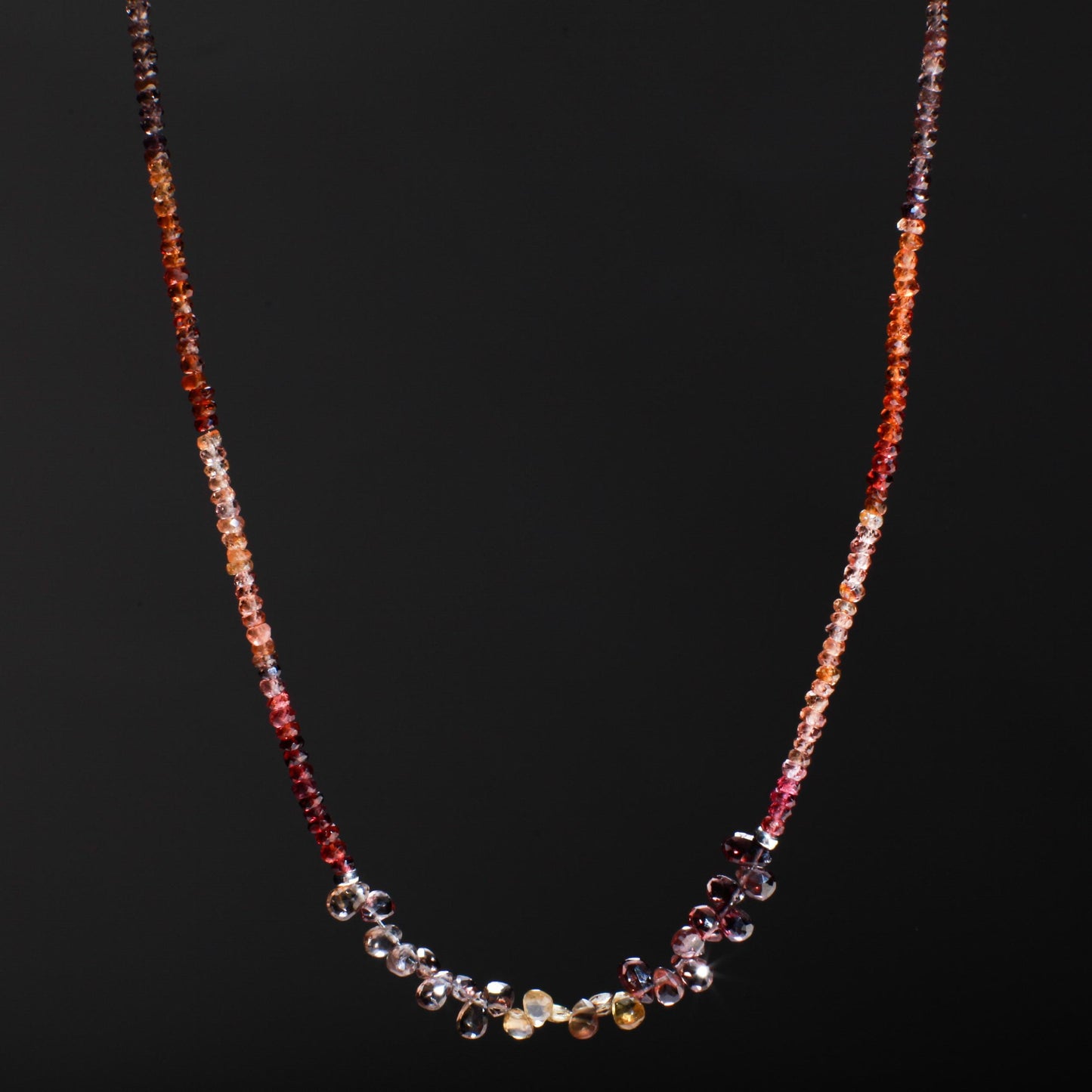 Natural Tundra Sapphire AAA Faceted Briolette Teardrop Rondelle Gemstone Beads Necklace in 925 Sterling Silver Spacer & Clasp Necklace