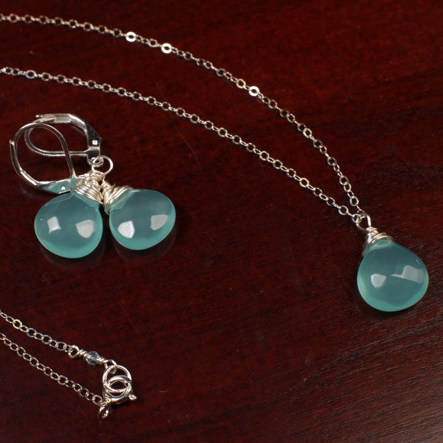 Aqua Chalcedony Faceted heart drop in 14K Gold Filled or 925 Sterling Silver Earrings. Beautiful ocean blue summer gift, beach minimalist