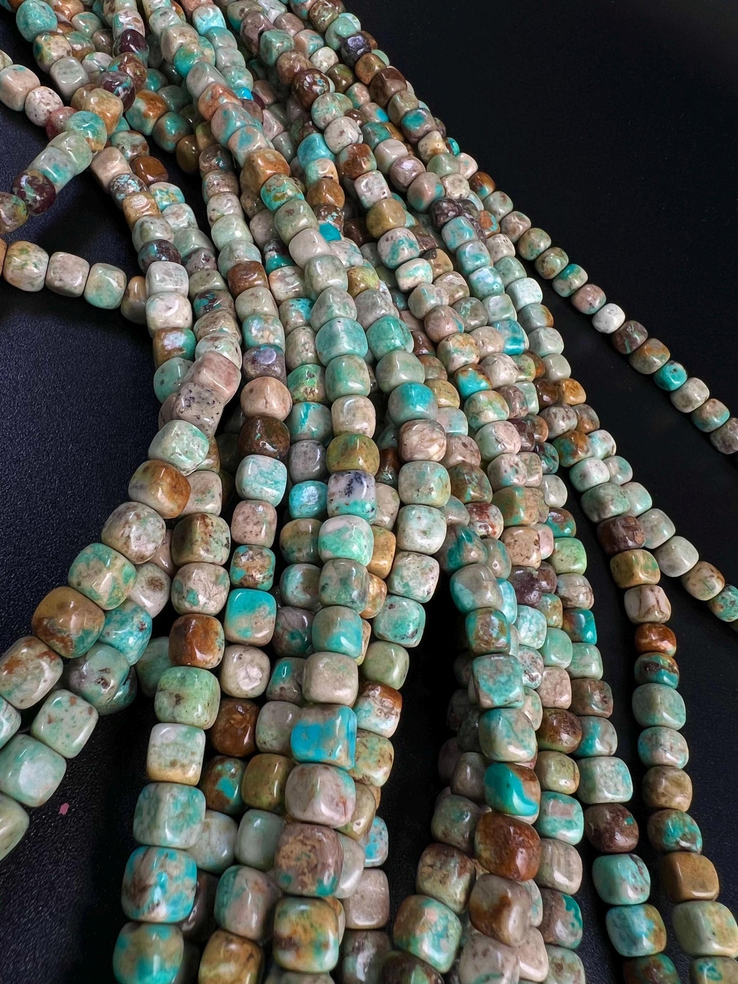 Natural Turquoise square cube shape 6-6.5mm smooth Gemstone Beads for Jewelry Making 15.5" Strand