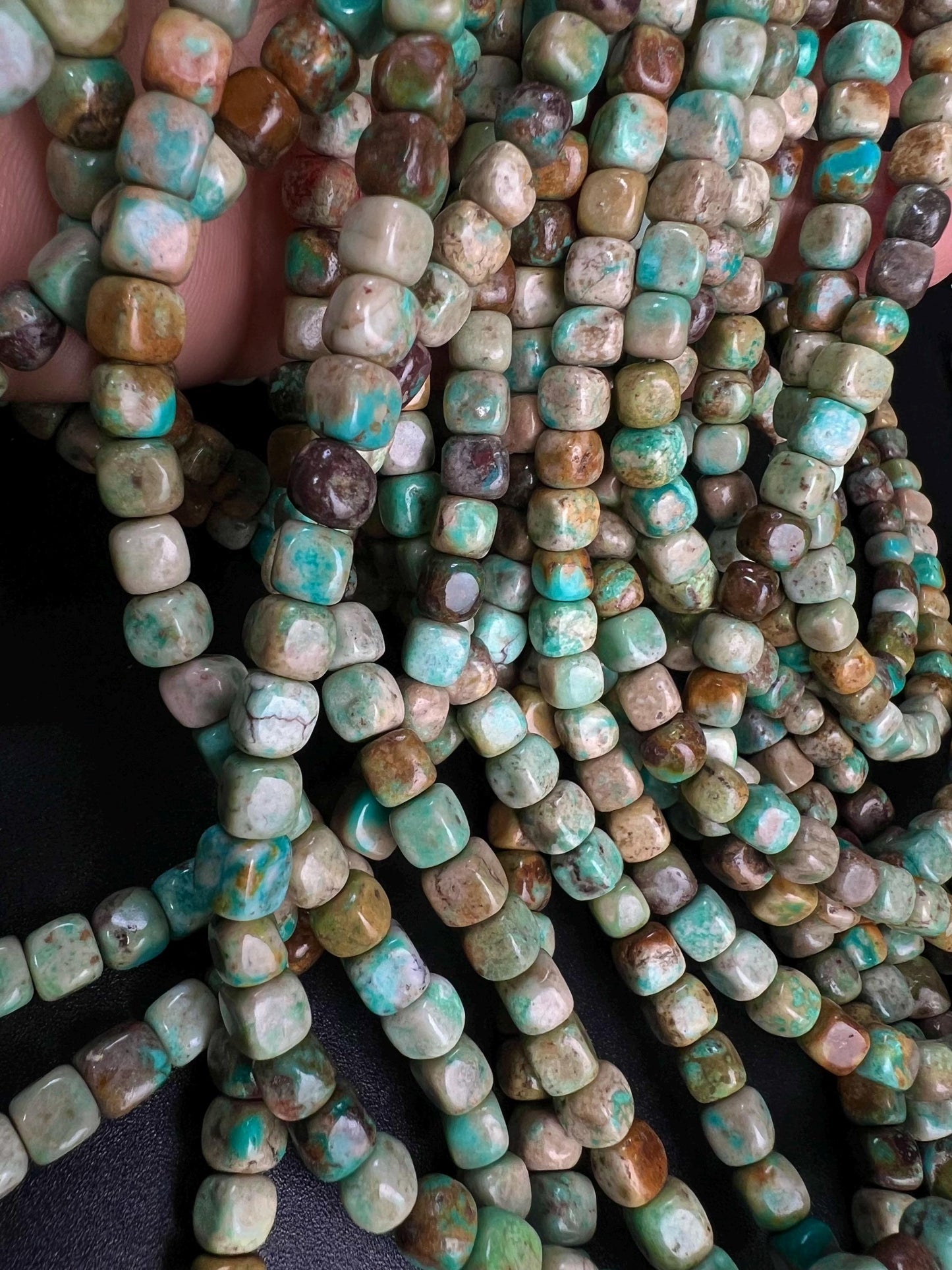 Natural Turquoise square cube shape 6-6.5mm smooth Gemstone Beads for Jewelry Making 15.5" Strand