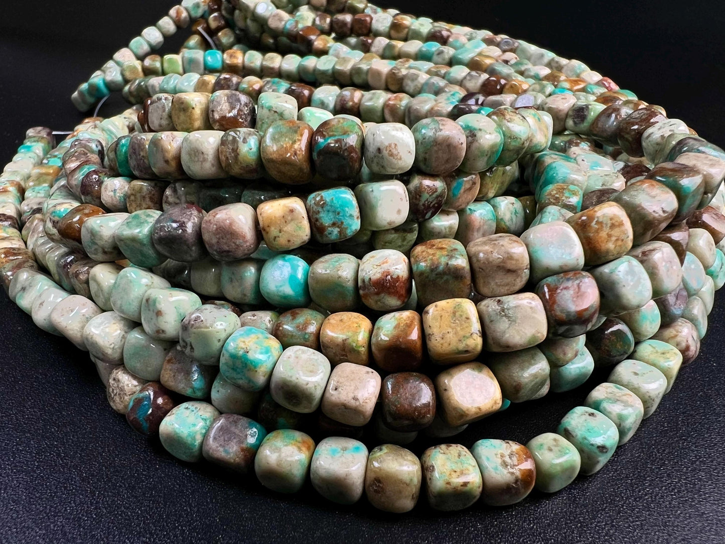 Natural Turquoise square cube shape 6-6.5mm smooth Gemstone Beads for Jewelry Making 15.5" Strand