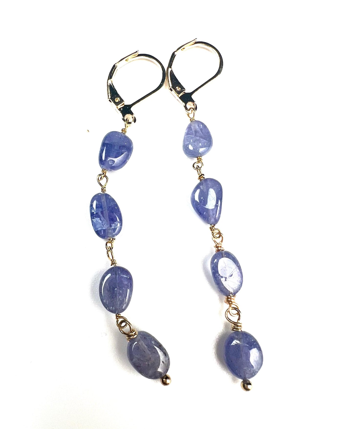 Natural Tanzanite 7-8.5mm oval smooth 18k gold vermeil Wire Wrapped handmade bracelet and earrings Elegant gift