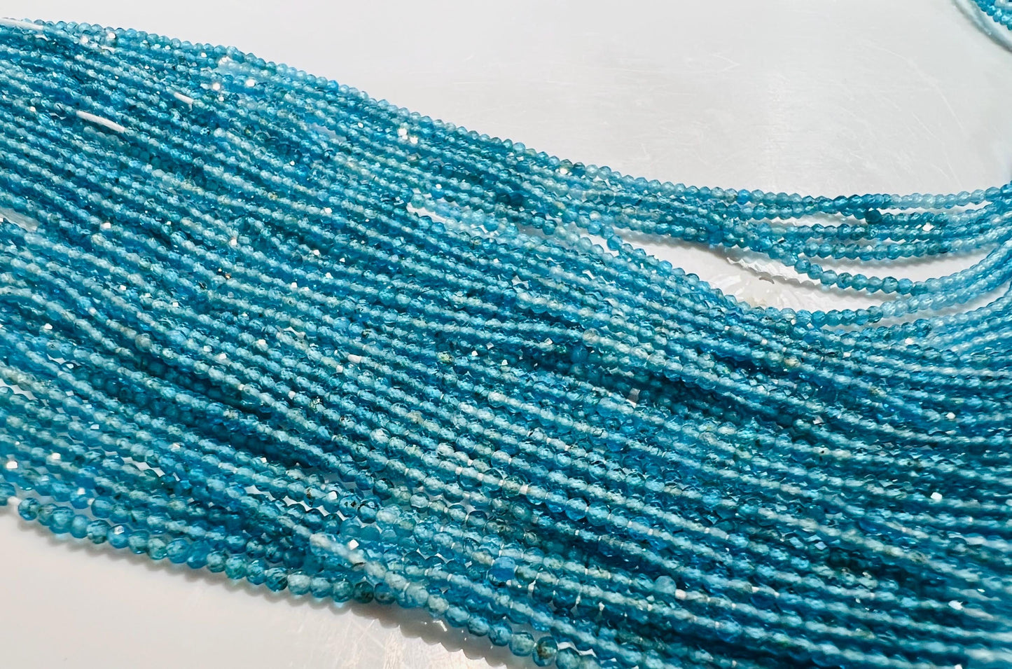 Natural Neon blue Apatite 2mm Micro Faceted Round beads for jewelry making 12” strand. Neon blue shaded beautiful bead. 1 strand