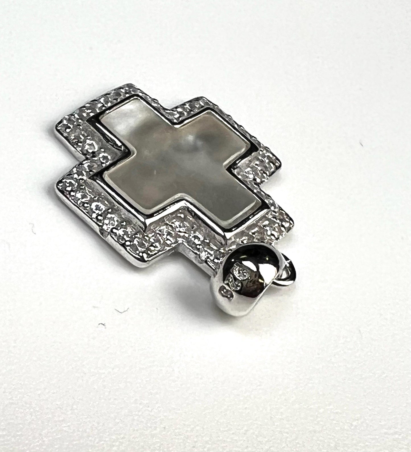 925 Sterling Silver Mother pearl CZ Diamond setting Cross Pendant necklace. Beautiful birthday anniversary gift High quality 925 stamped