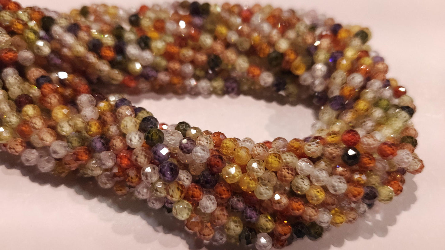 Cubic Zirconia Micro Faceted 4mm Round Beads AAA Gemstone Jewelry Making CZ Beads 12" Strand