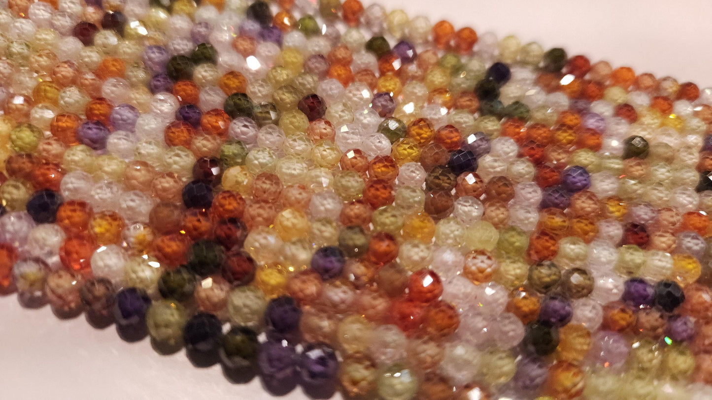 Cubic Zirconia Micro Faceted 4mm Round Beads AAA Gemstone Jewelry Making CZ Beads 12" Strand