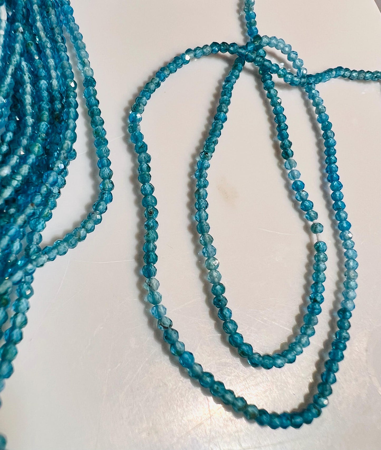 Natural Neon blue Apatite 2mm Micro Faceted Round beads for jewelry making 12” strand. Neon blue shaded beautiful bead. 1 strand