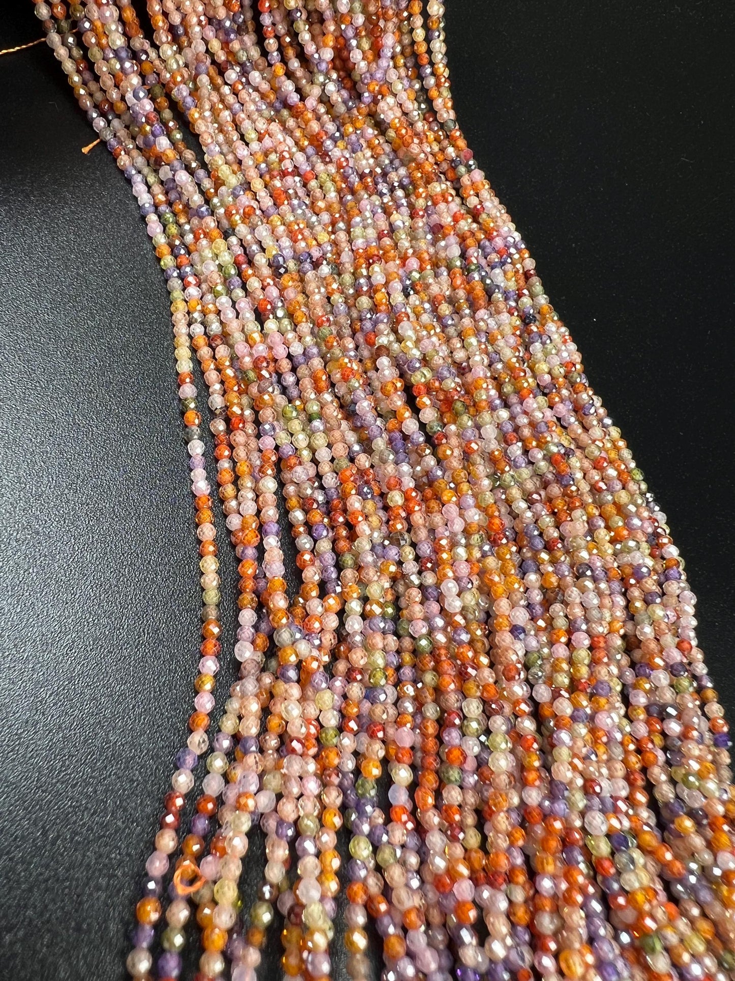 2mm Cubic Zirconia Micro Faceted Round Beads AAA Gemstone Jewelry Making CZ Beads 12" full Strand
